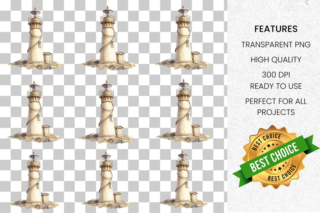 Rustic Lighthouse Clipart Bundle