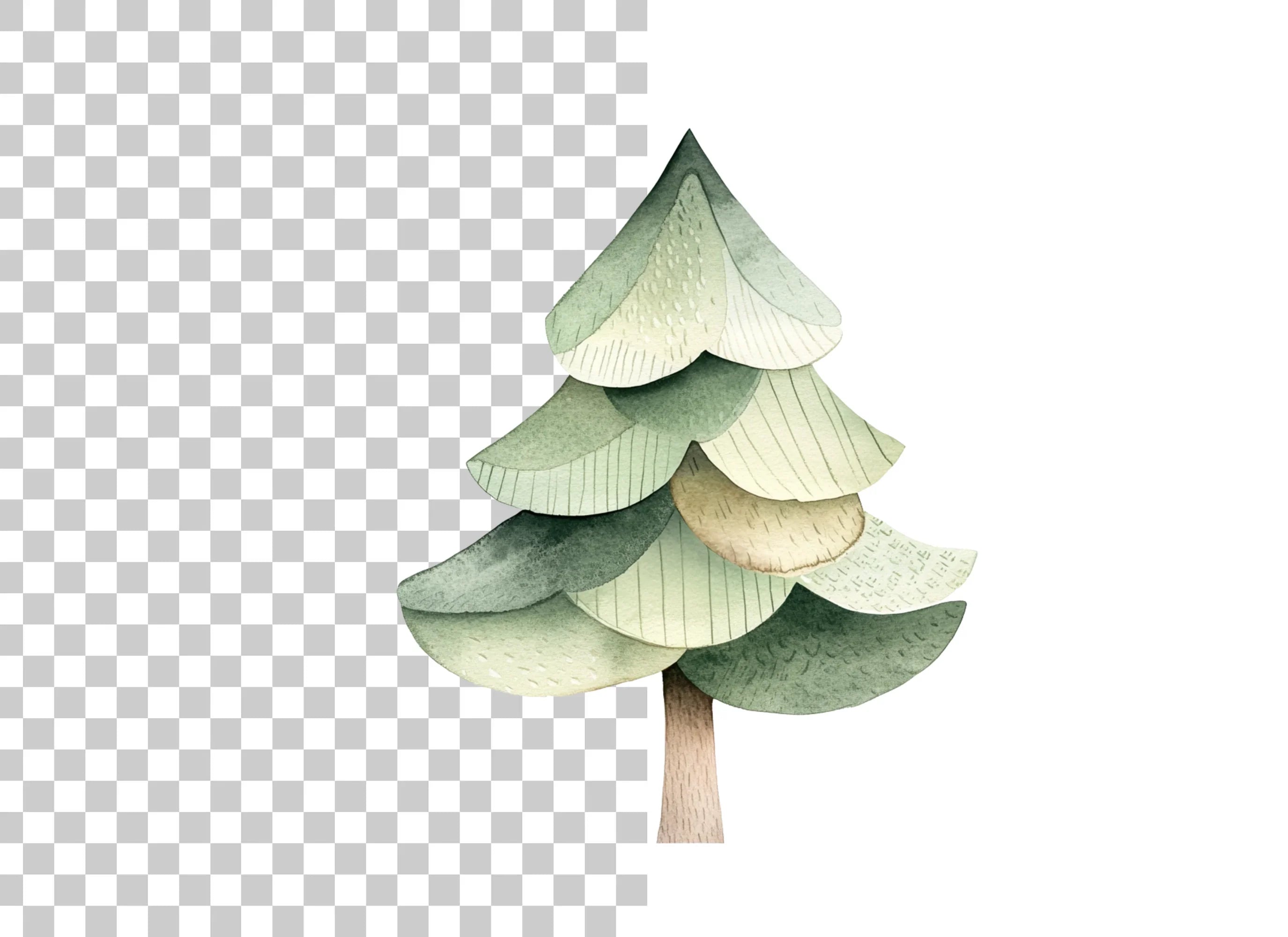 Cute Stylized Pine Tree Clipart Bundle