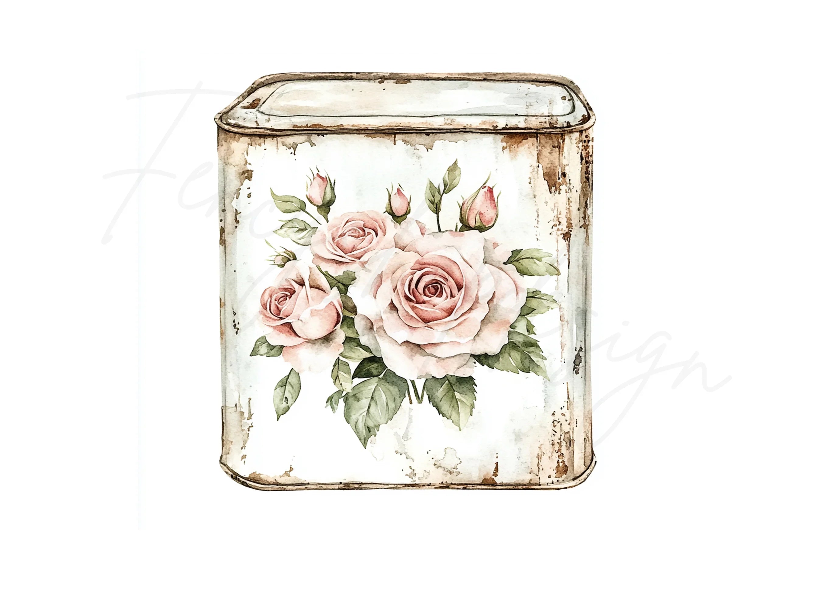 Vintage Floral Tin Box Clipart Bundle