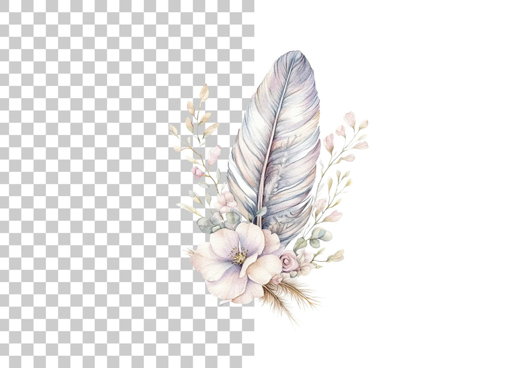 Feather Flower Clipart Bundle