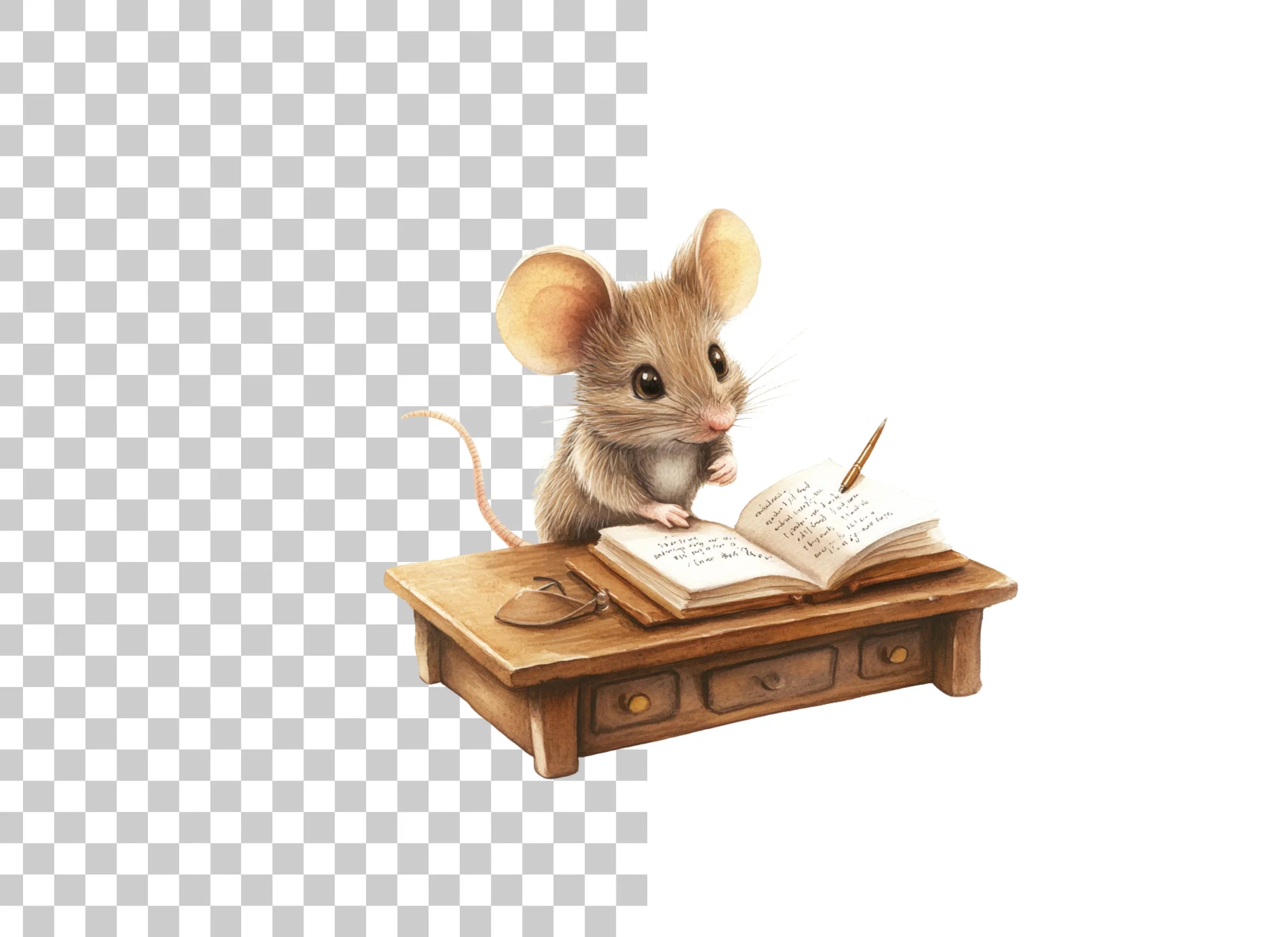 Little Mouse at Desk Clipart Bundle