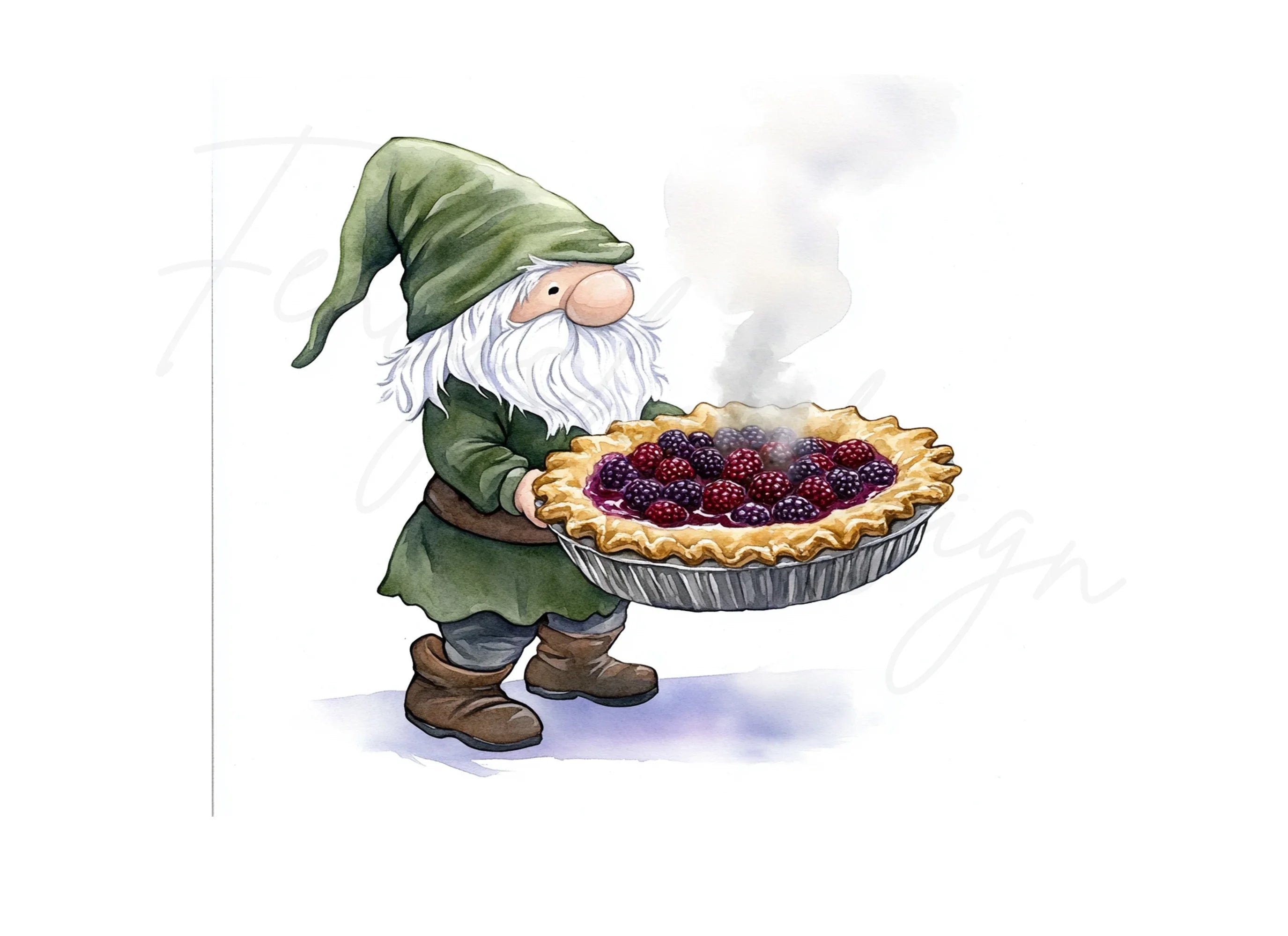 Gnomes Baking Berry Pie Clipart Bundle