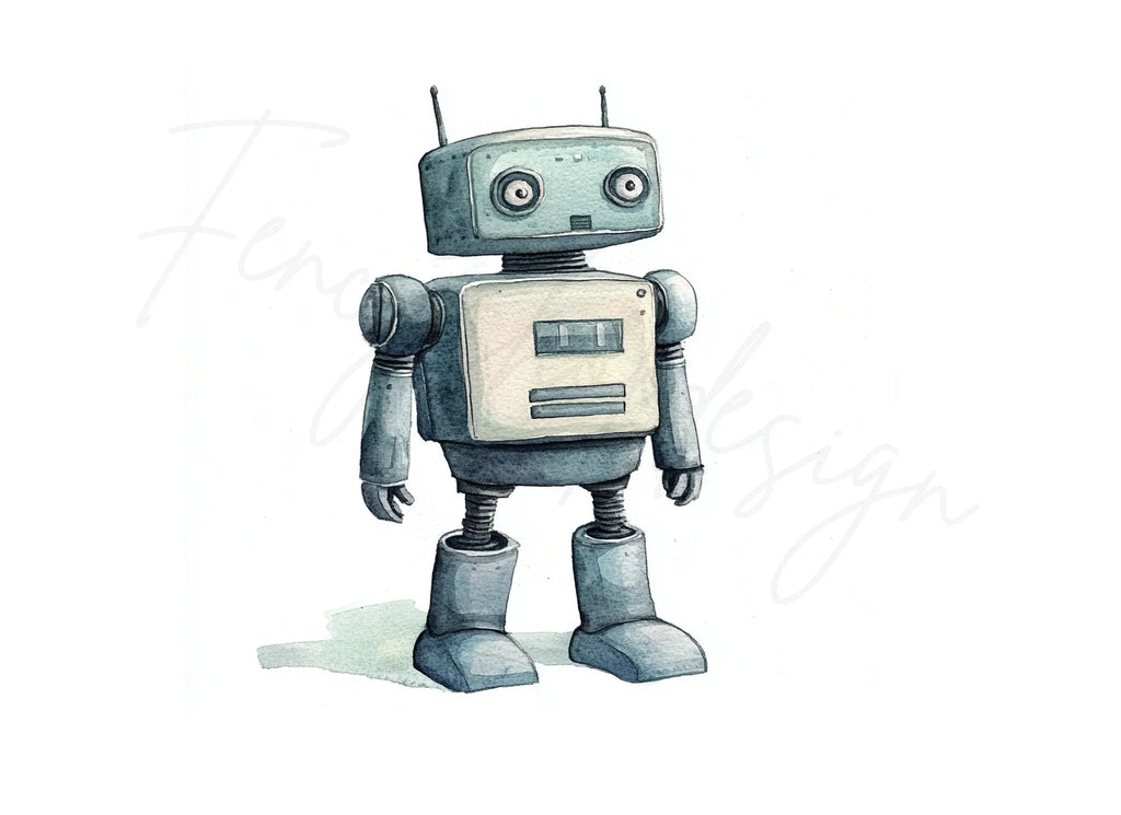 Vintage Style Robot Clipart Bundle