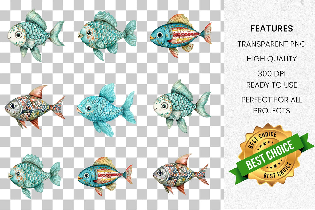 Whimsical Fish Clipart Bundle