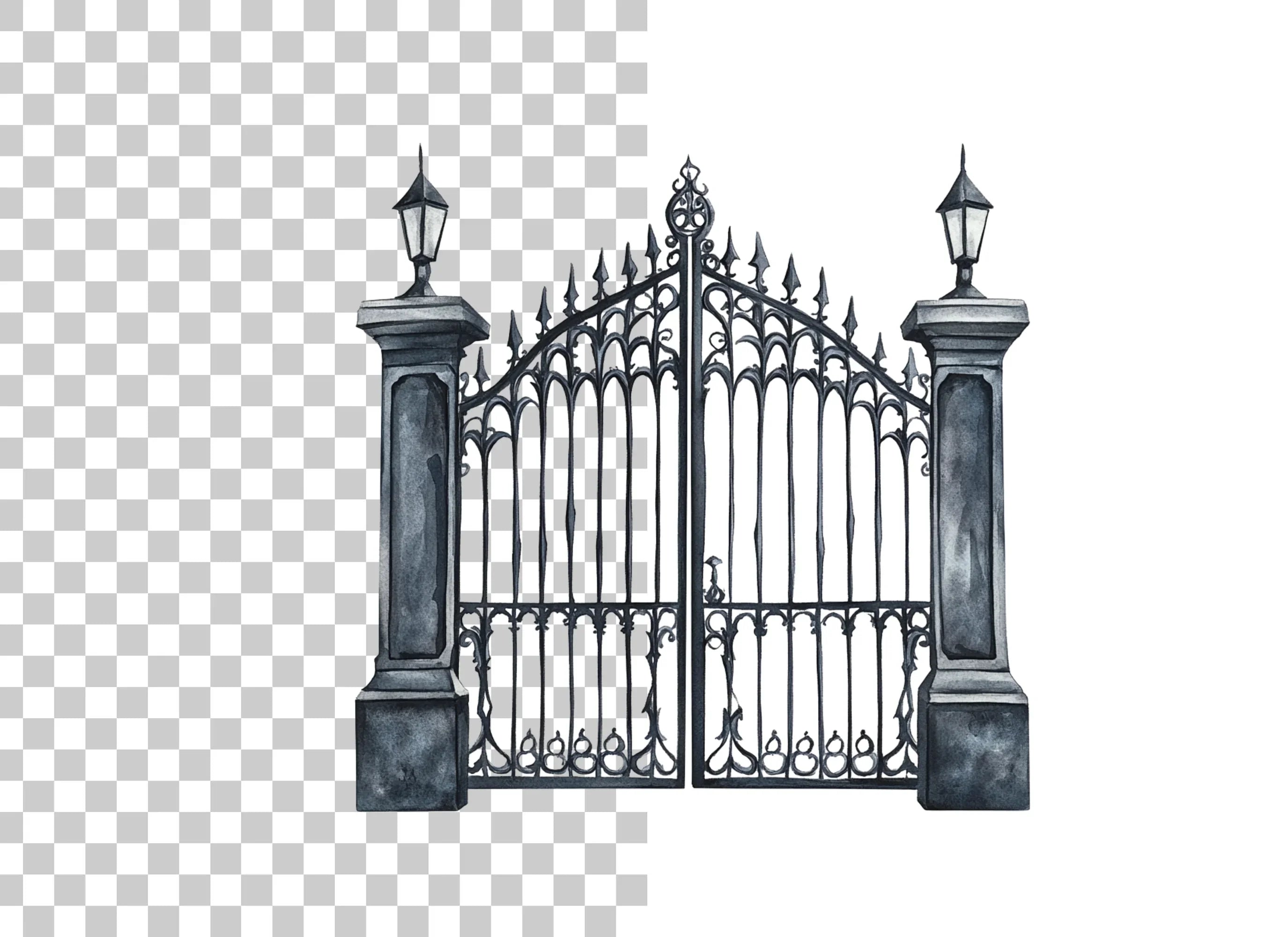 Ornate Gothic Gates Clipart Bundle