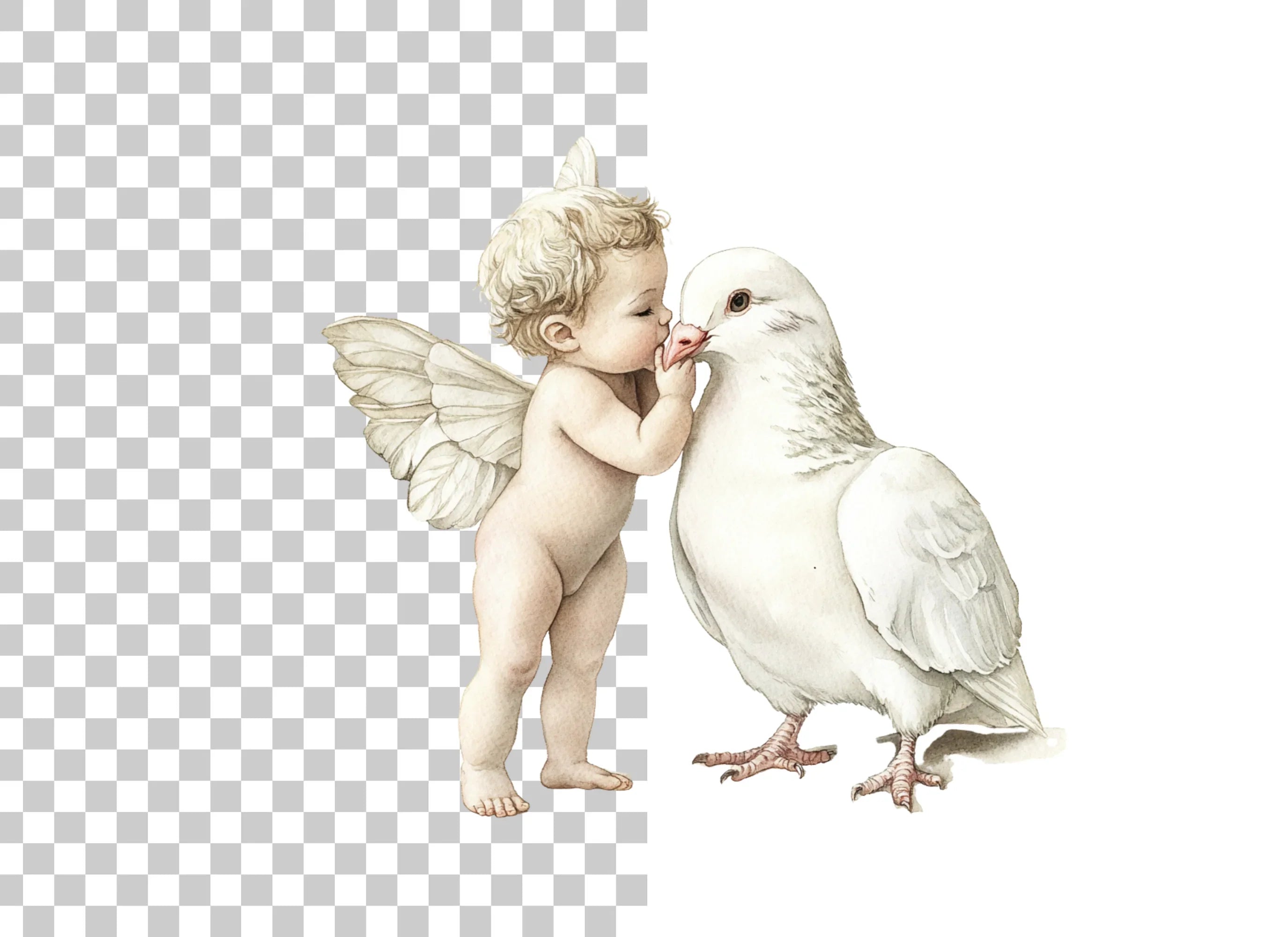 Cute Cherubs and Doves Clipart Bundle