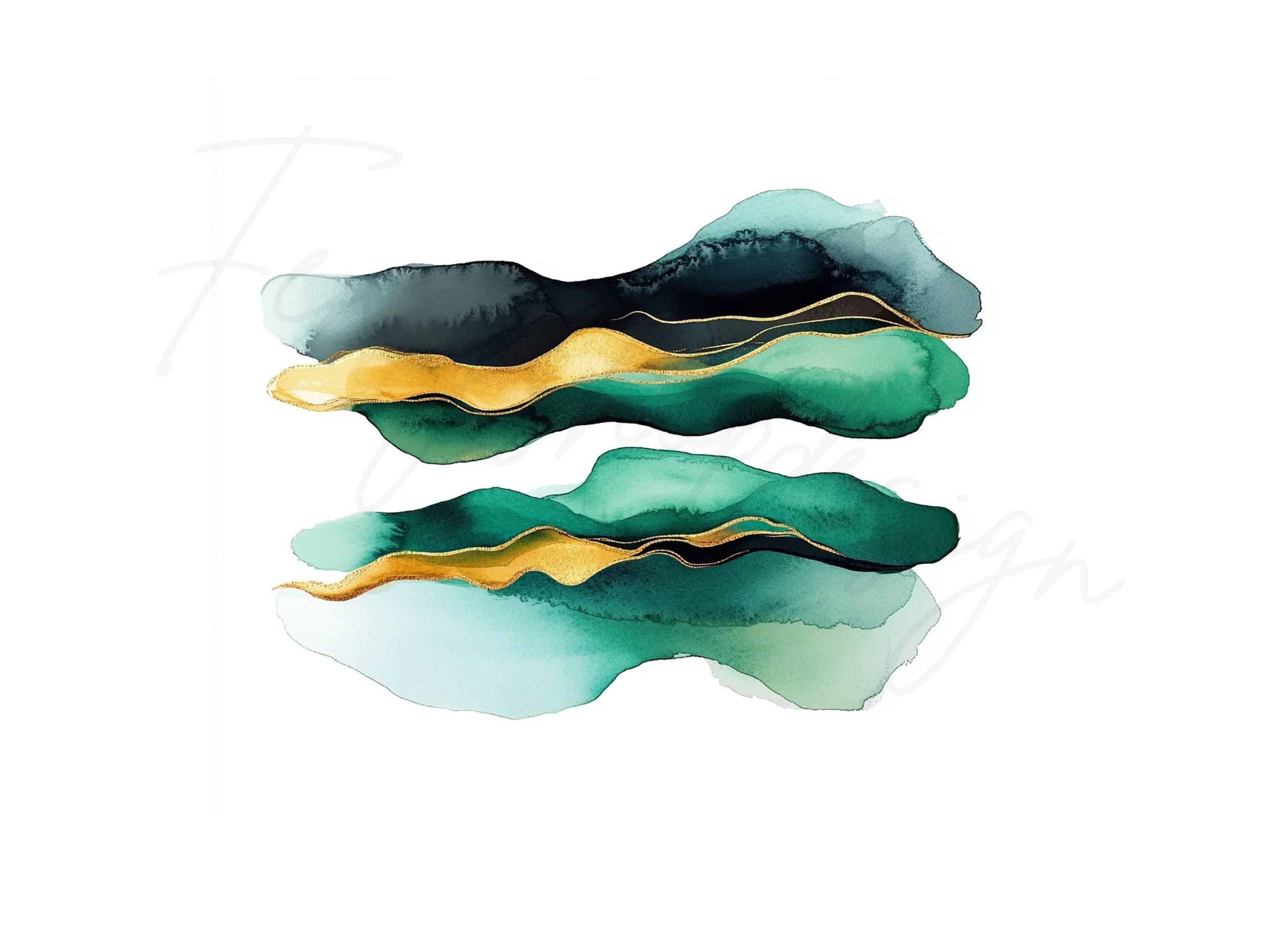 Abstract Teal Gold Shapes Clipart Bundle
