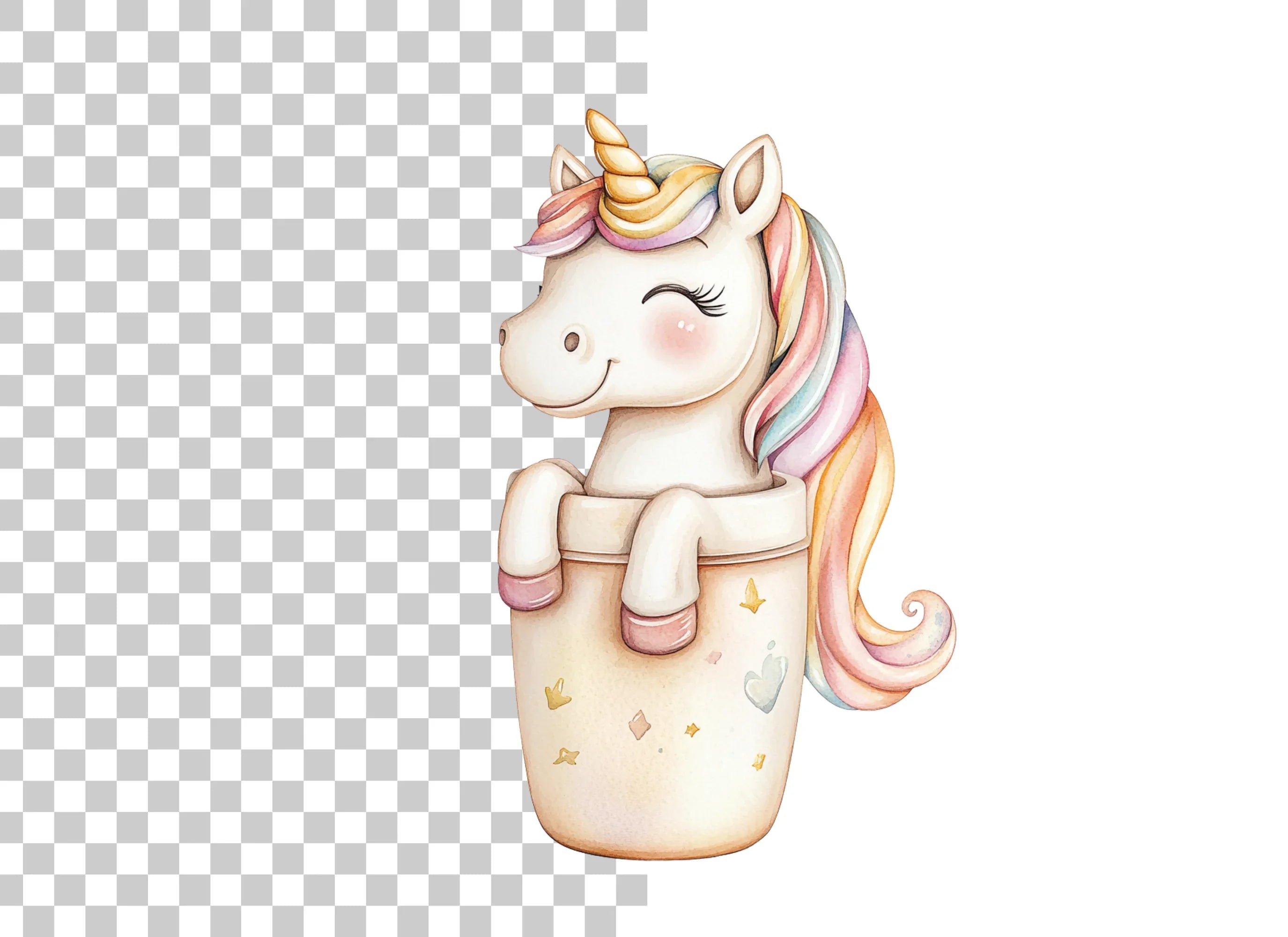Unicorn in Cup Clipart Bundle