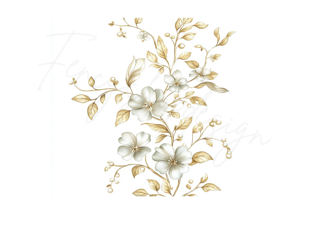 Delicate Golden Floral Clipart Bundle