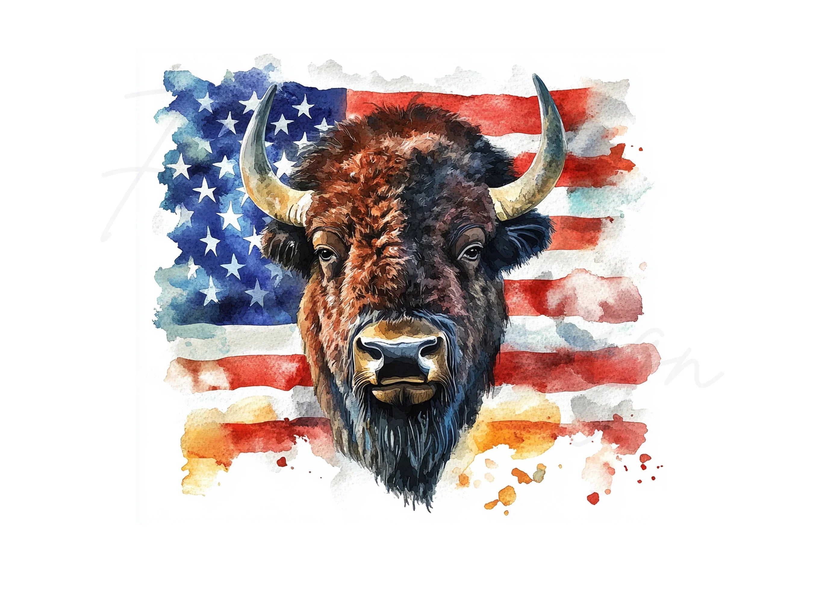 Bison American Flag Clipart Bundle
