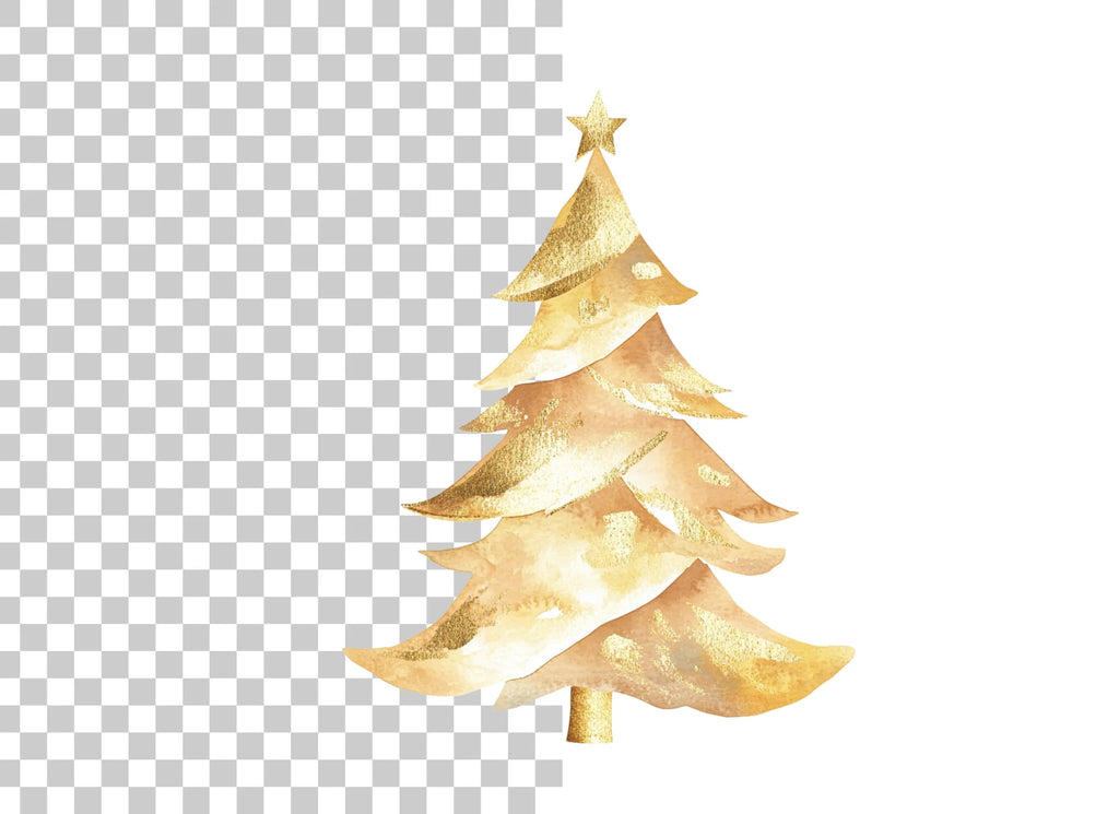 Sparkling Gold Christmas Tree Clipart Bundle