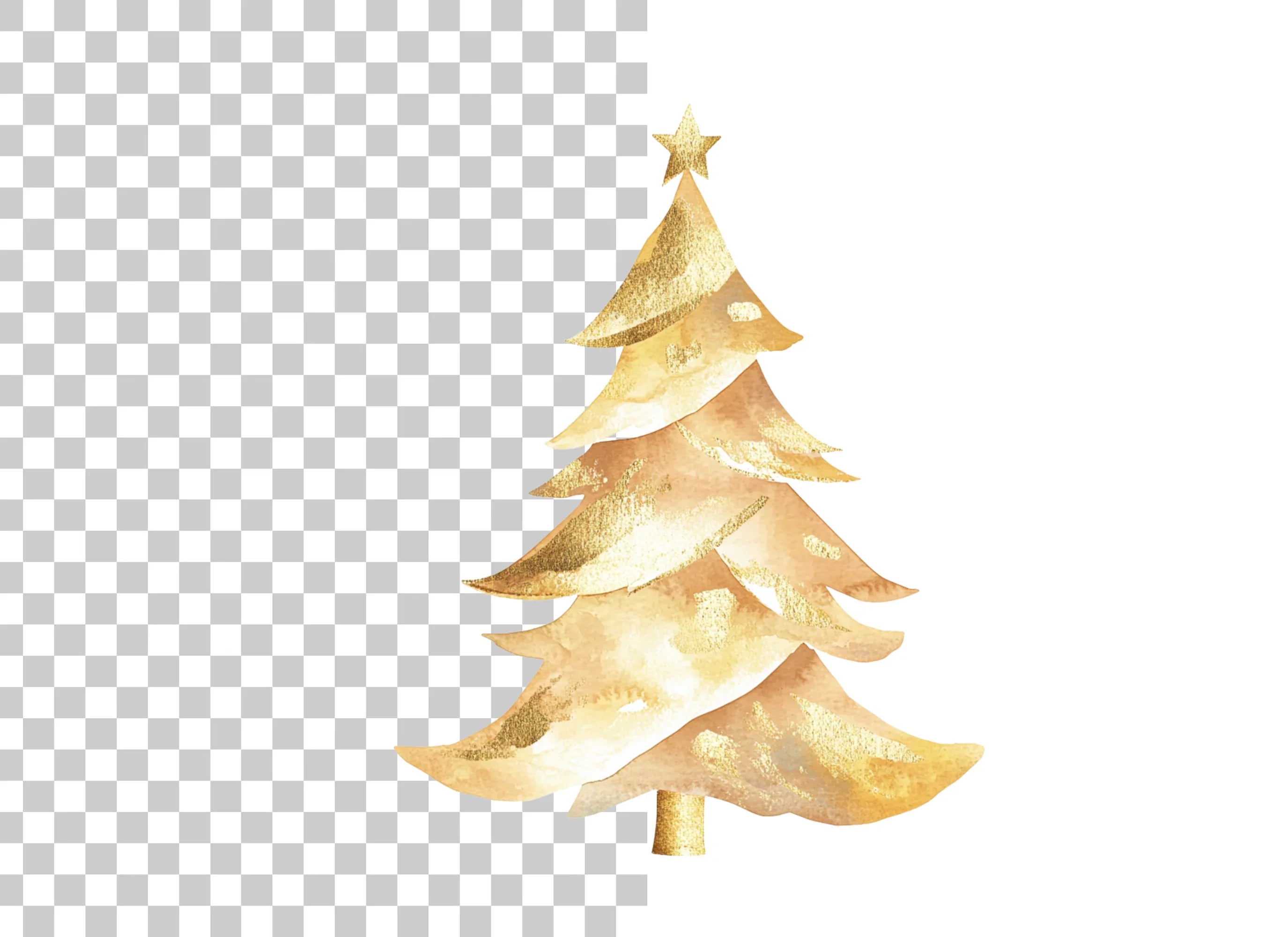 Sparkling Gold Christmas Tree Clipart Bundle