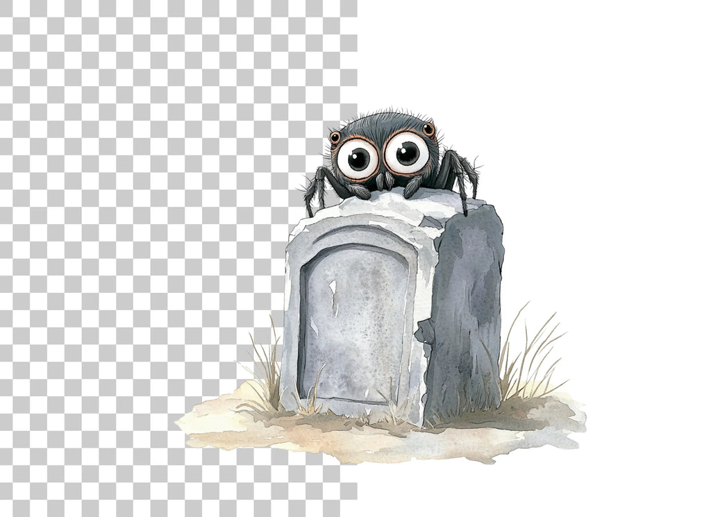 Cute Spiders on Gravestones Clipart Bundle