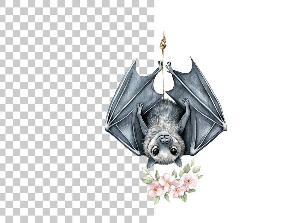 Cute Bat with Flowers Clipart Bundle