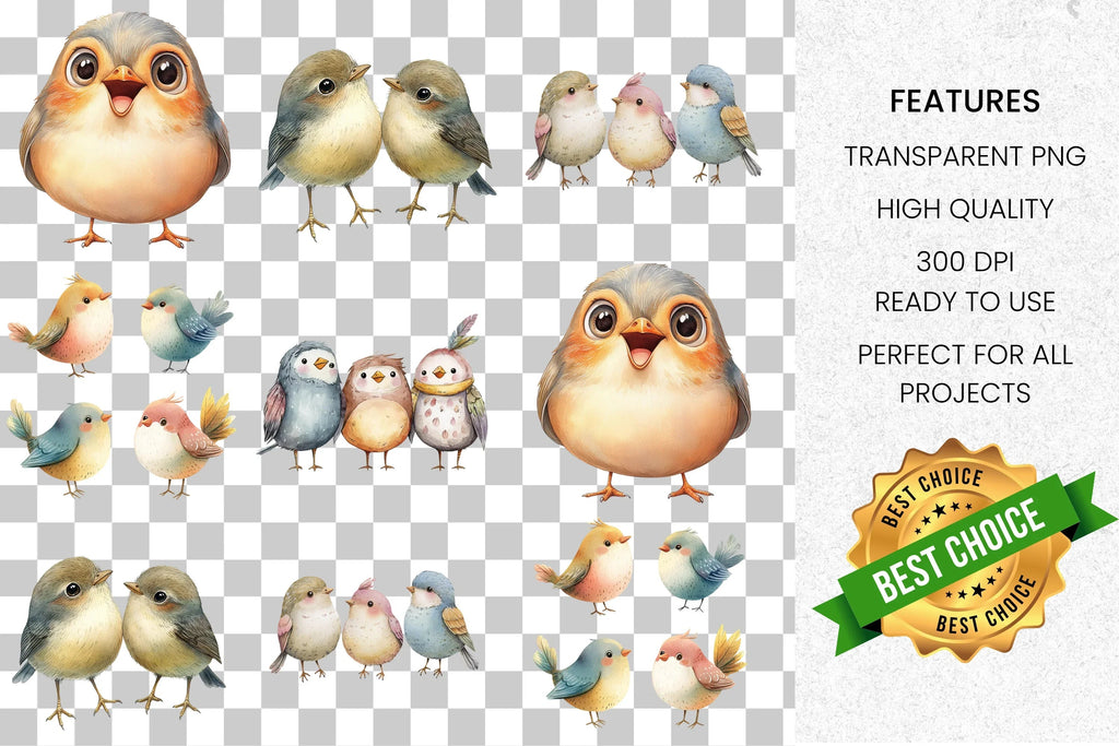 Cute Baby Bird Clipart Bundle