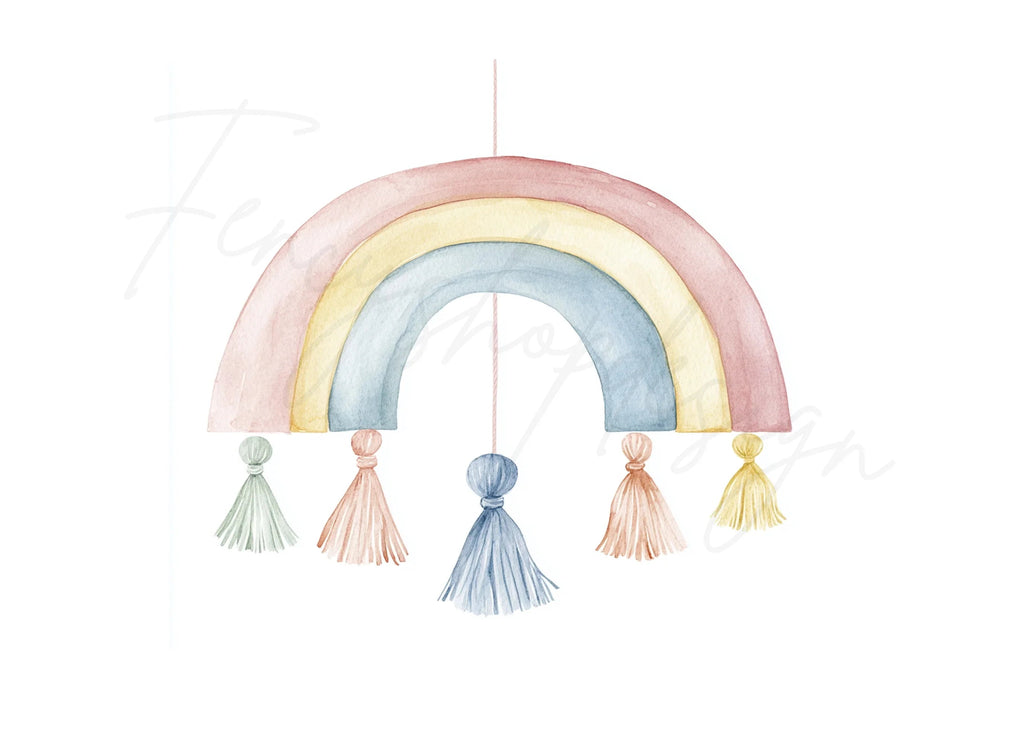 Boho Rainbow Tassel Clipart Bundle