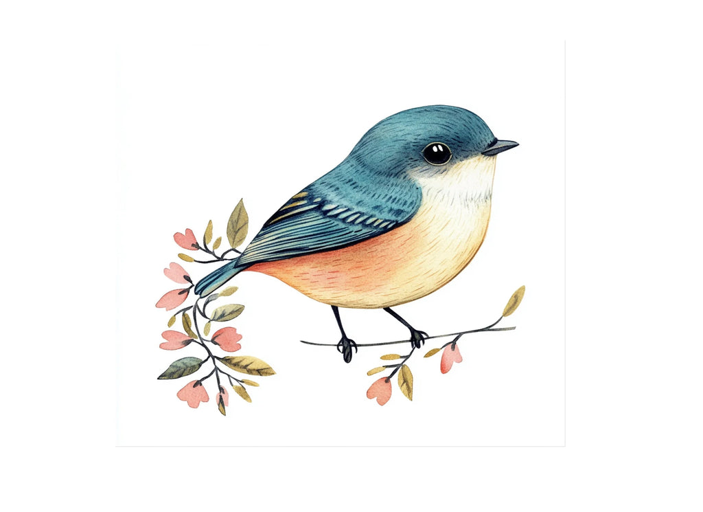 Charming Blue Birds with Floral Accents Clipart Bundle