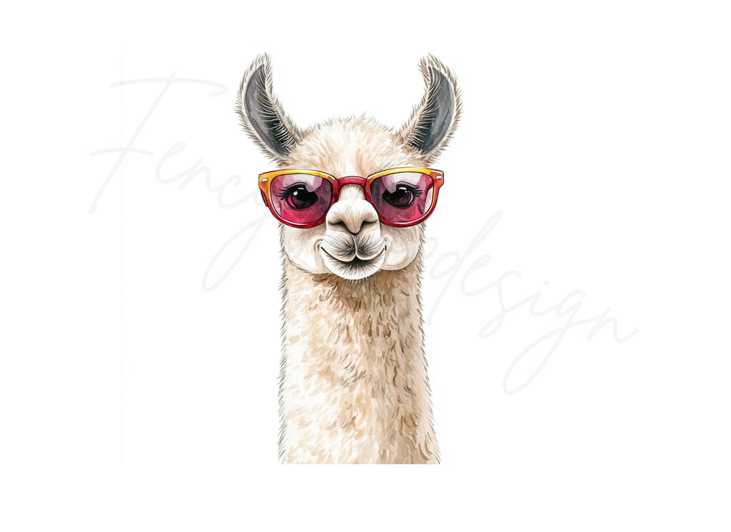 Stylish Llama Duo in Sunglasses Clipart Bundle