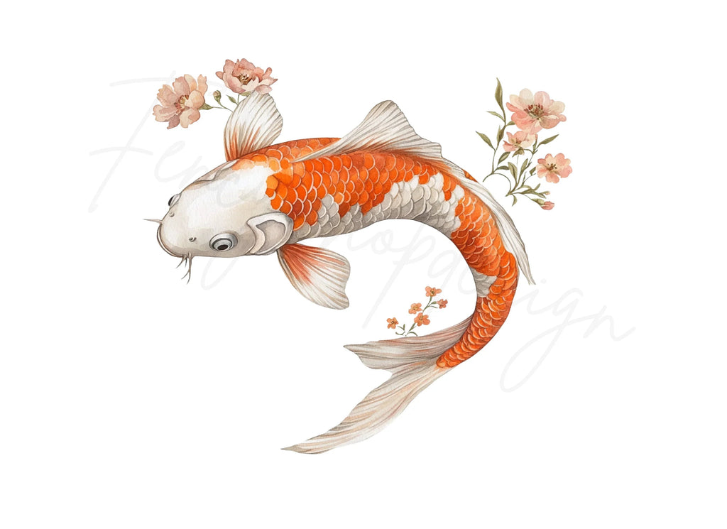 Koi Fish Cherry Blossom Clipart Bundle