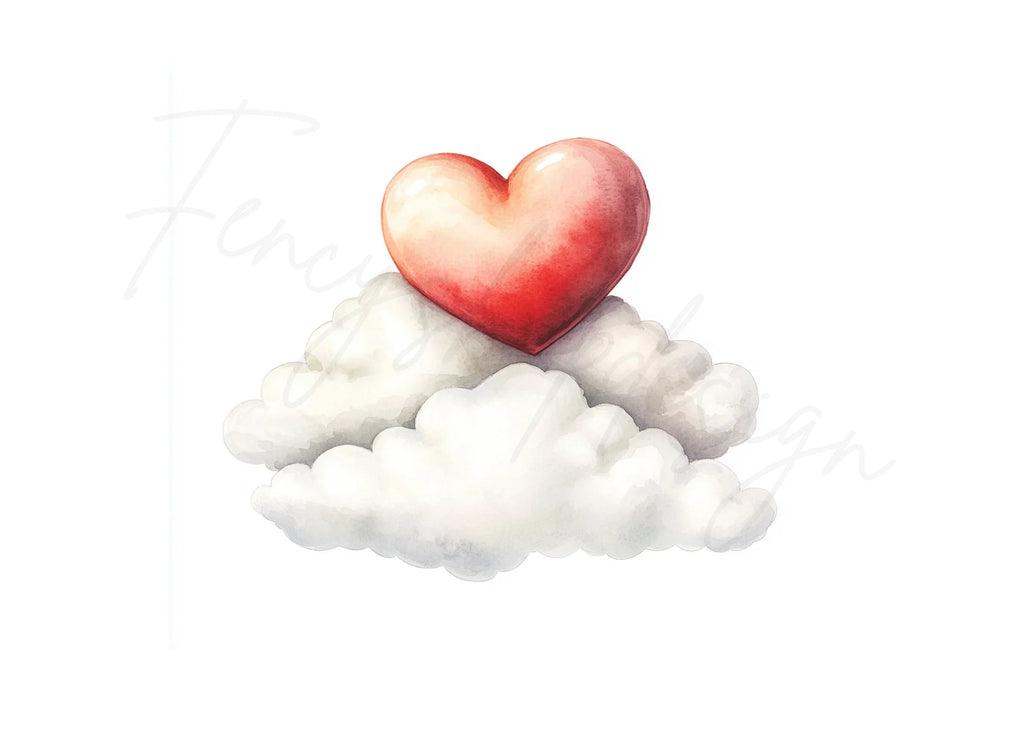 Heart on Cloud Clipart Bundle