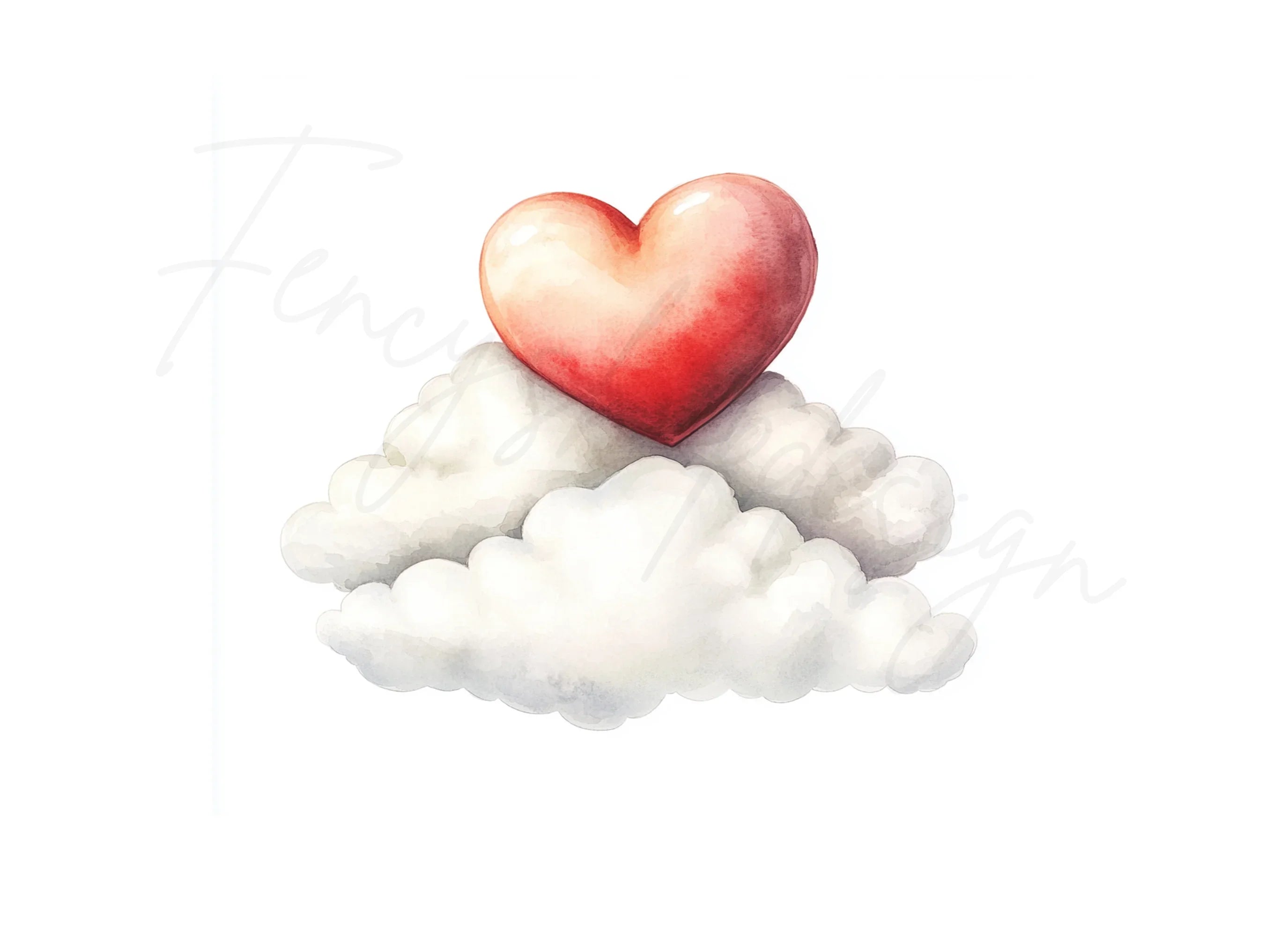 Heart on Cloud Clipart Bundle
