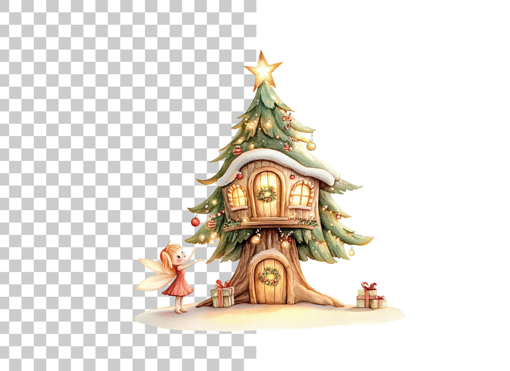 Christmas Fairy Treehouse Clipart Bundle