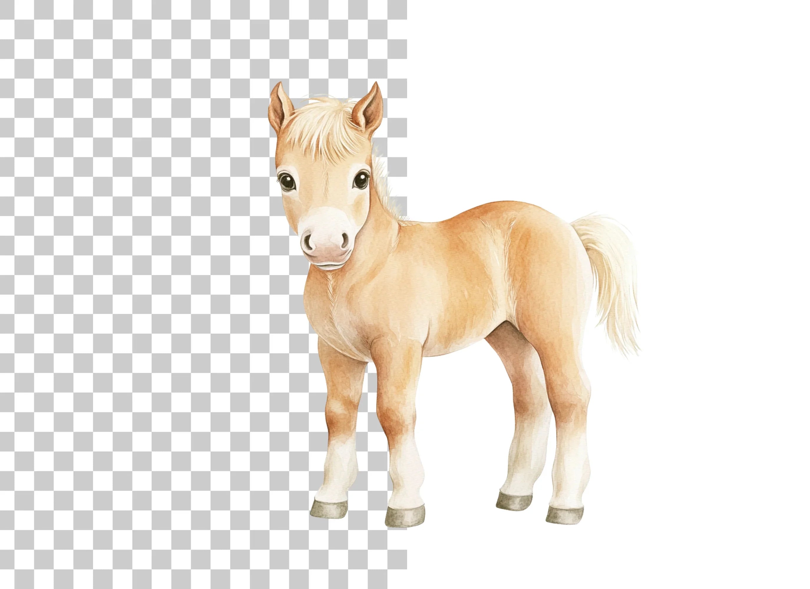 Adorable Palomino Foal Clipart Bundle