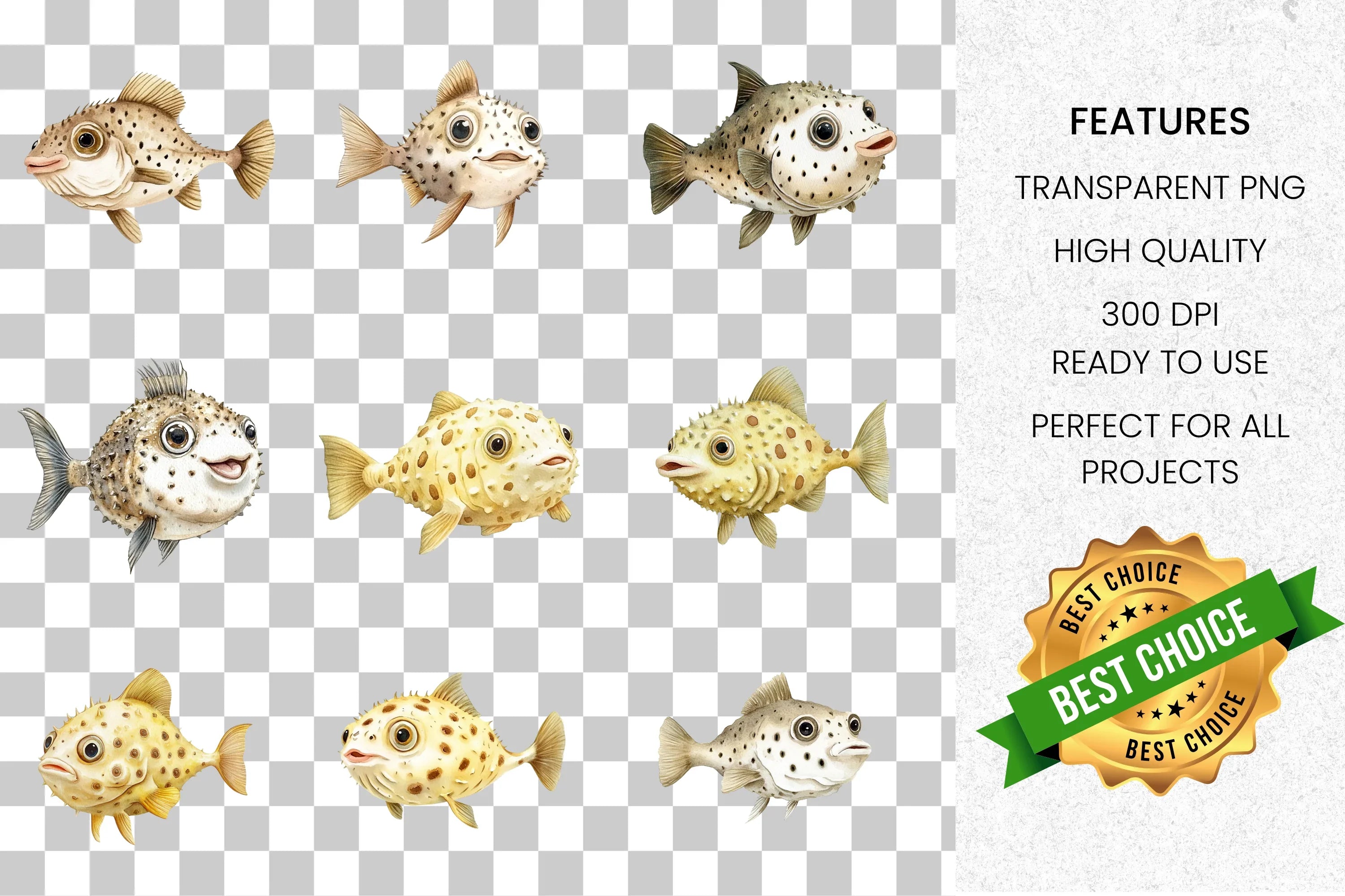 Cute Cartoon Fish Clipart Bundle