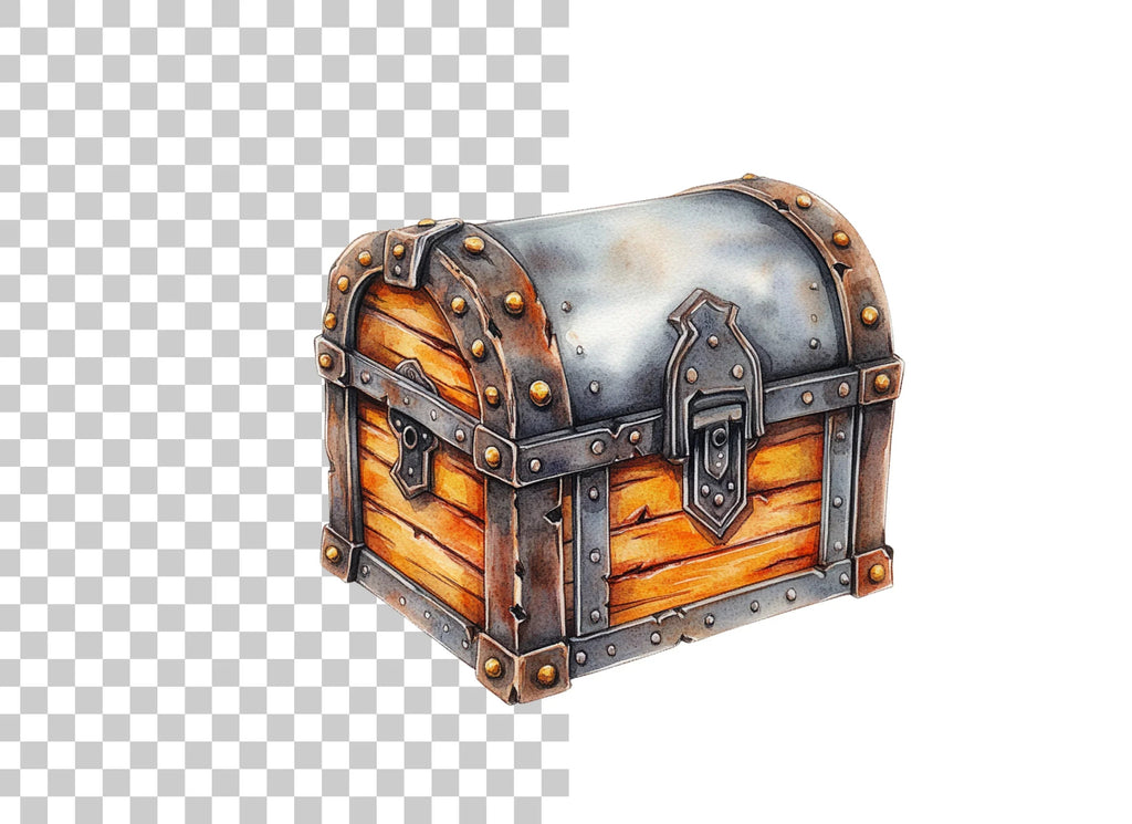 Rustic Wooden Treasure Chest Clipart Bundle