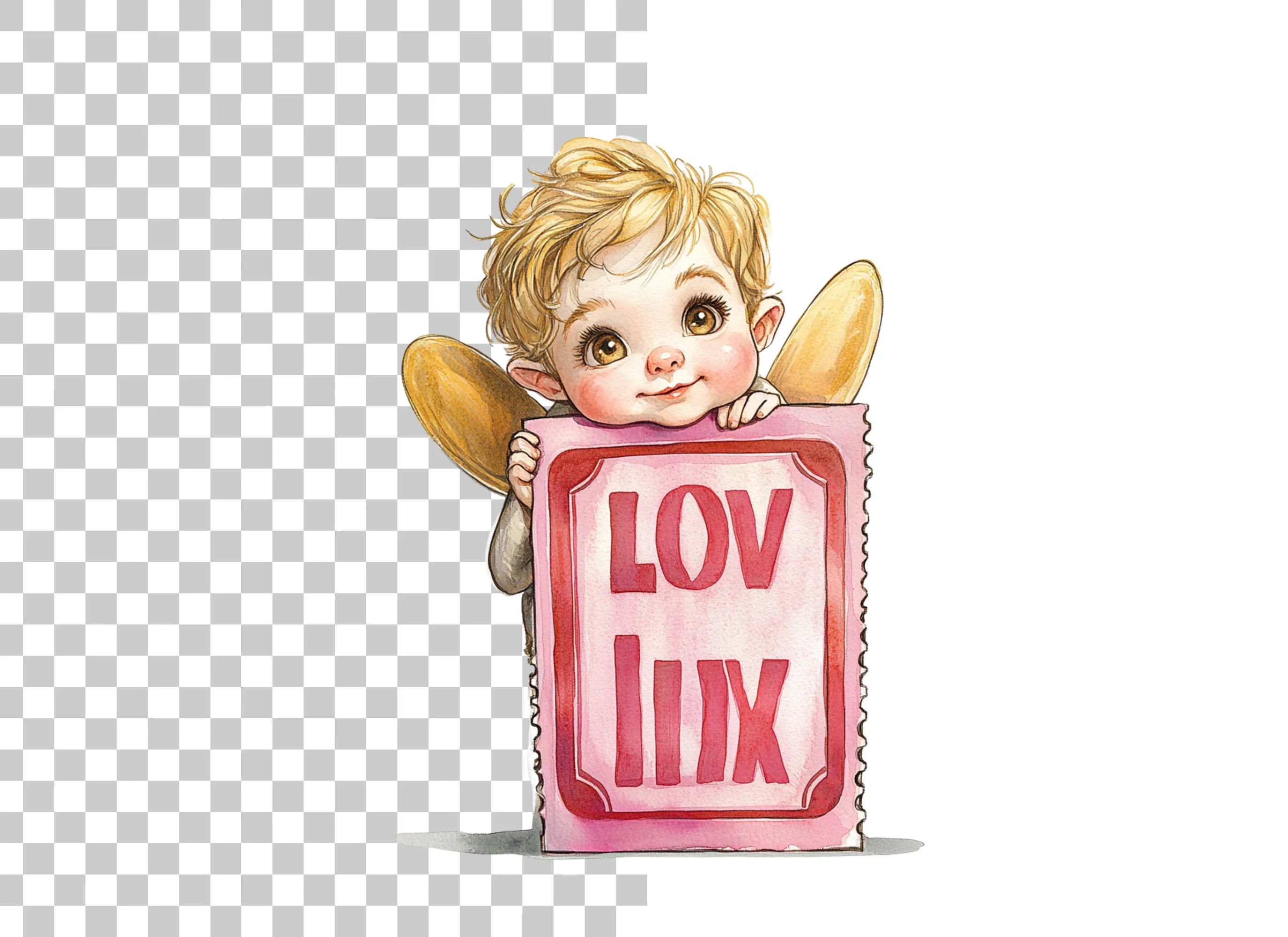 Cute Cupid Angels Love Signs Clipart Bundle