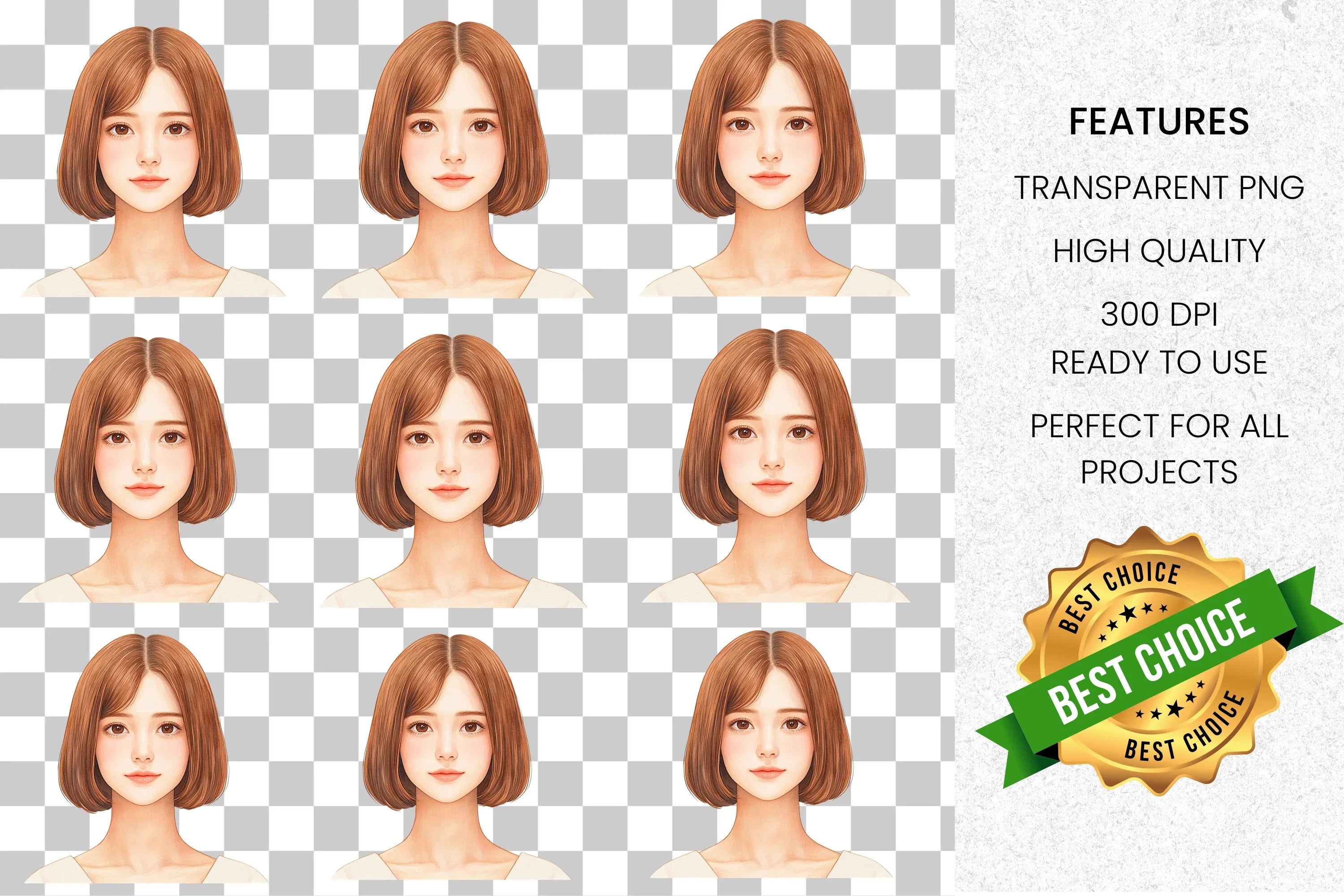 Woman Portrait Clipart Bundle