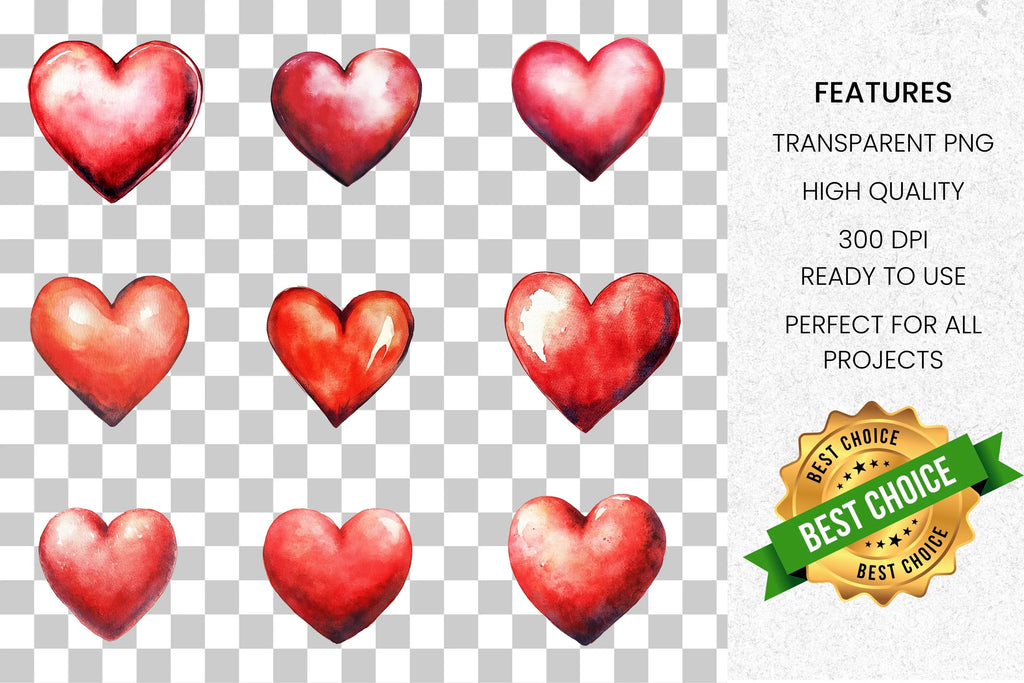 Lovely Red Hearts Clipart Bundle