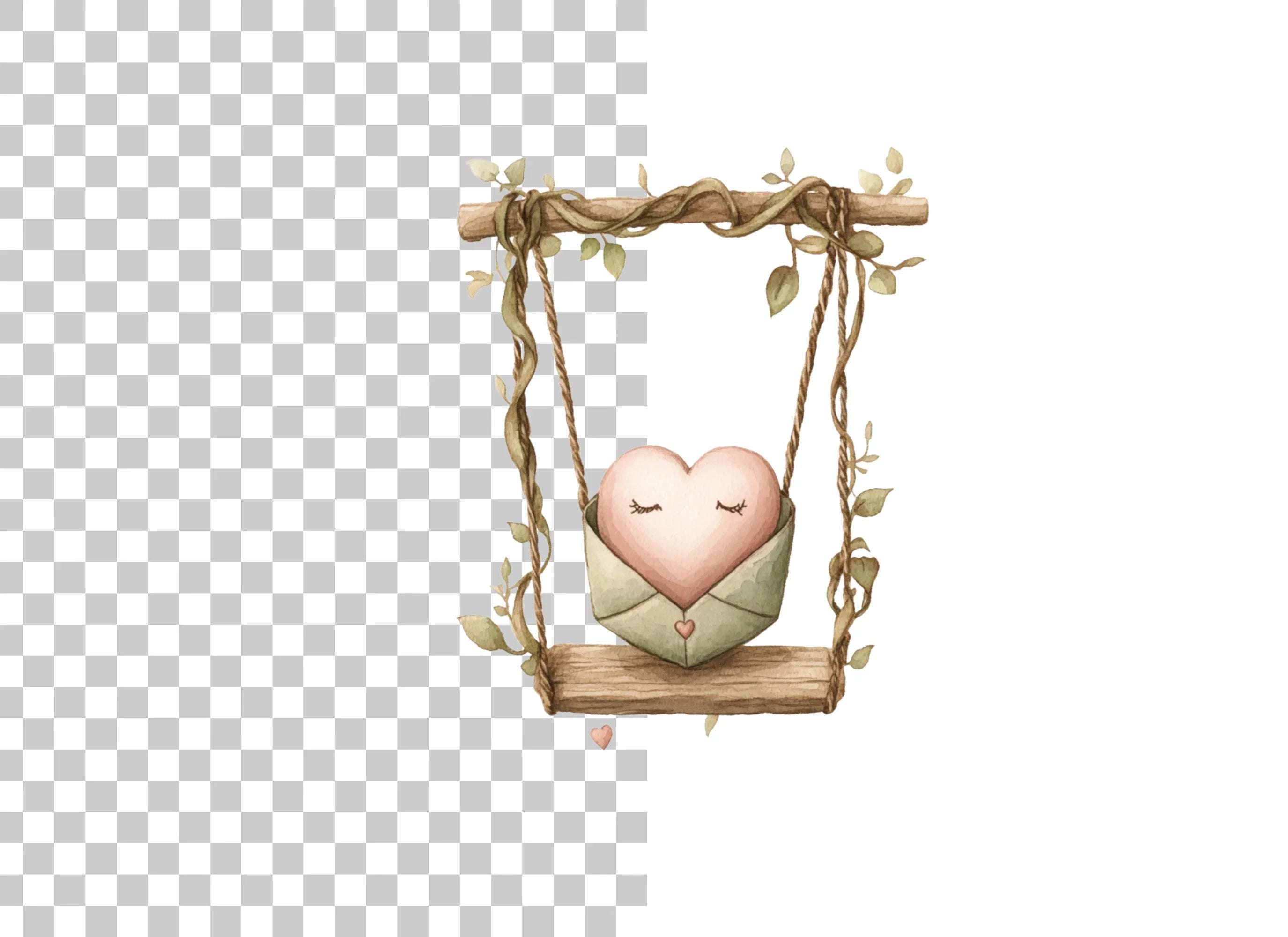 Cute Heart Swings Clipart Bundle