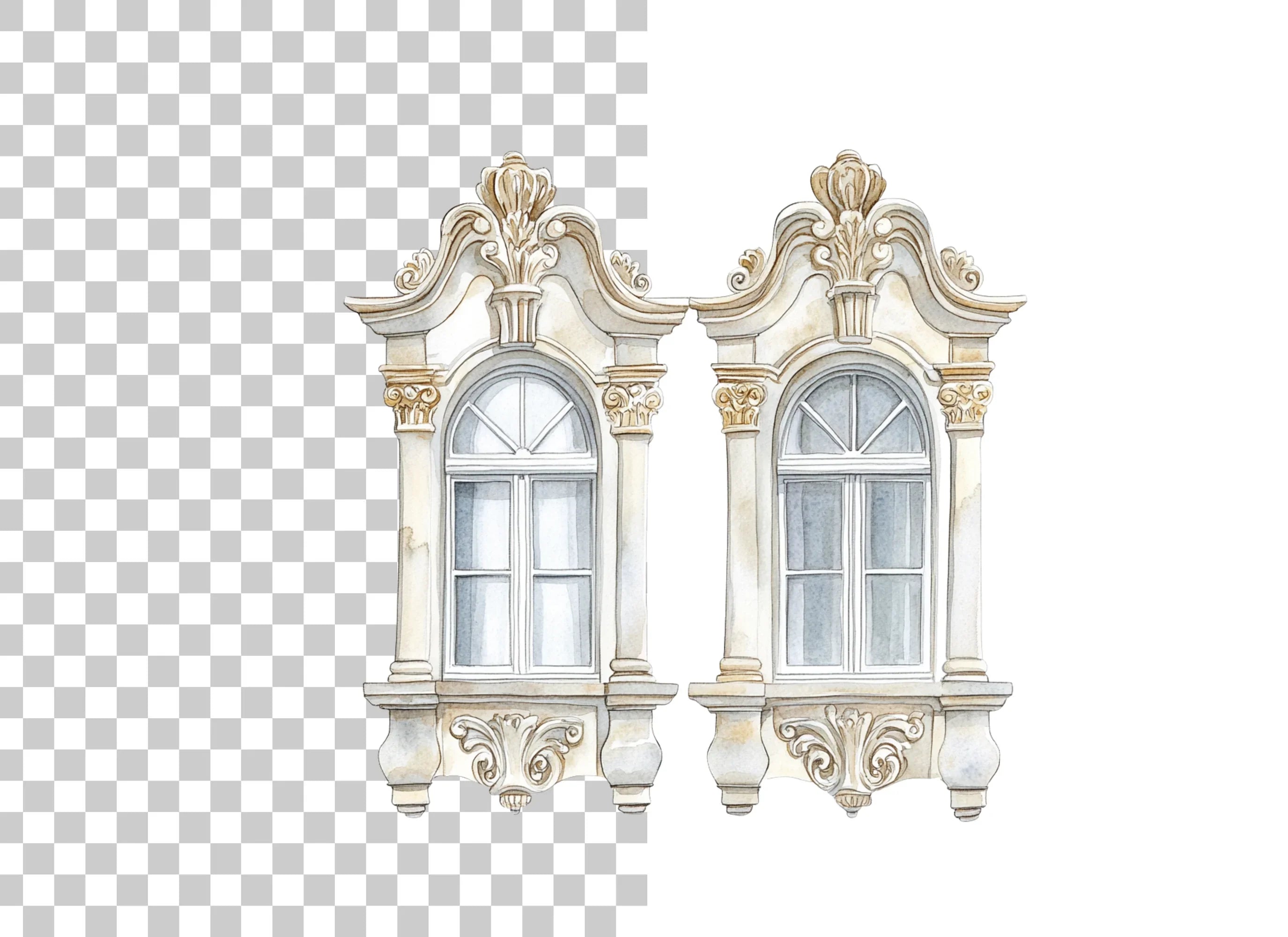 Baroque Ornate Windows Clipart Bundle