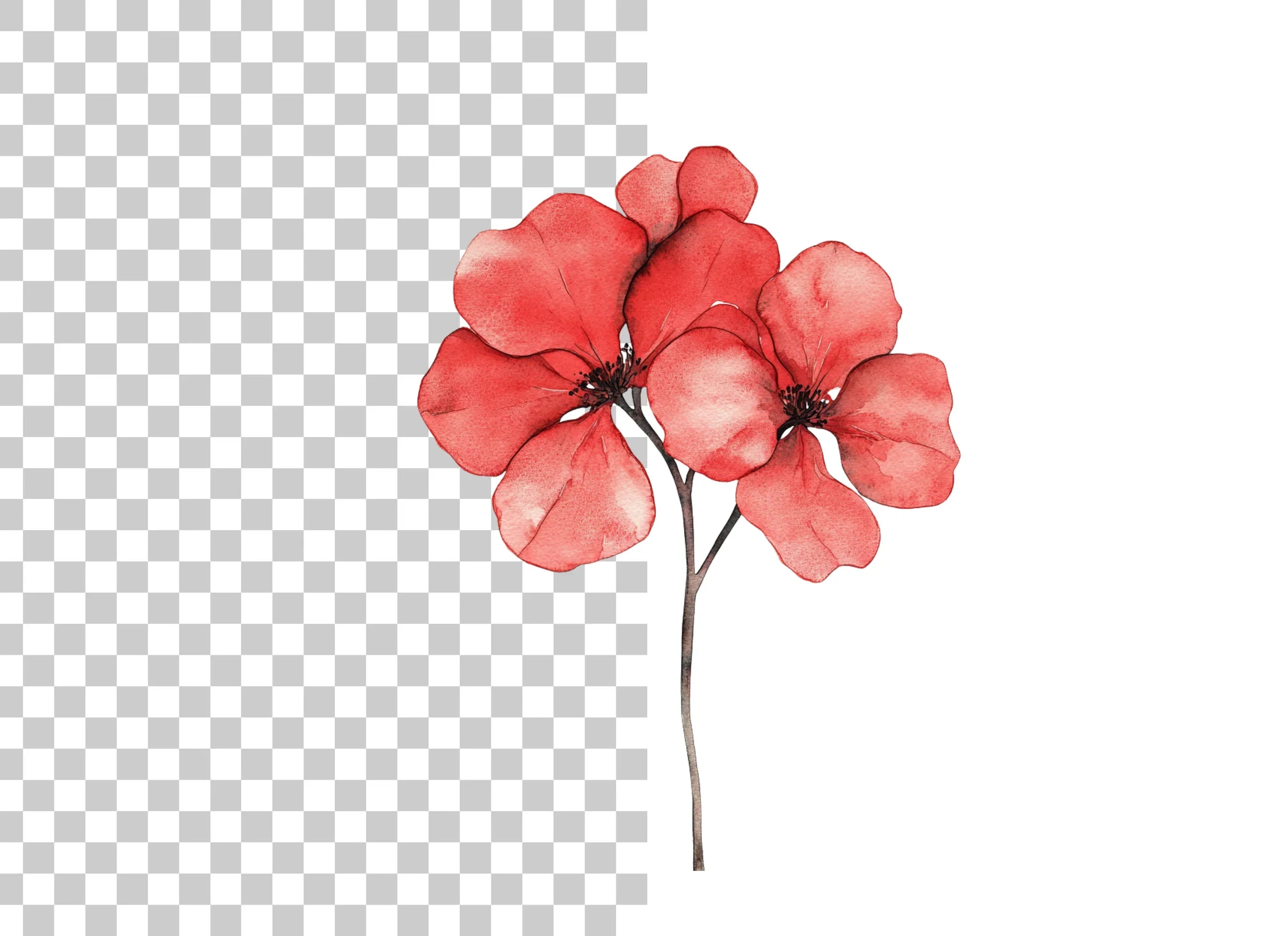 Red Geranium Flowers Clipart Bundle