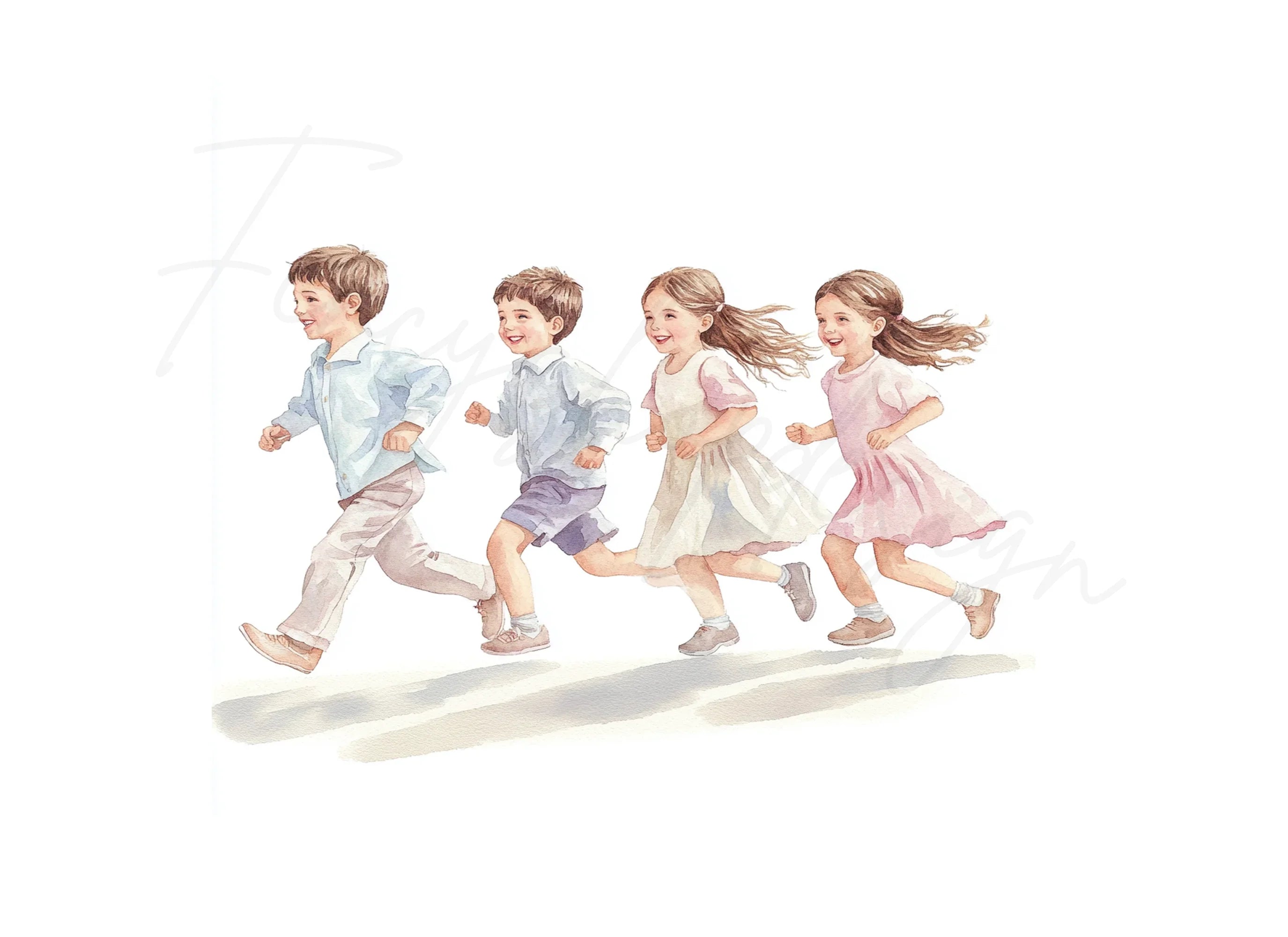 Kids Running Clipart Bundle