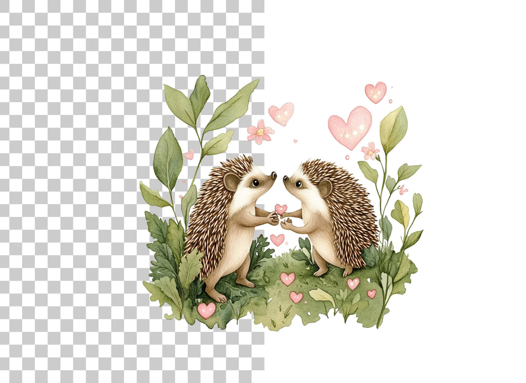 Hedgehog Love with Hearts Clipart Bundle