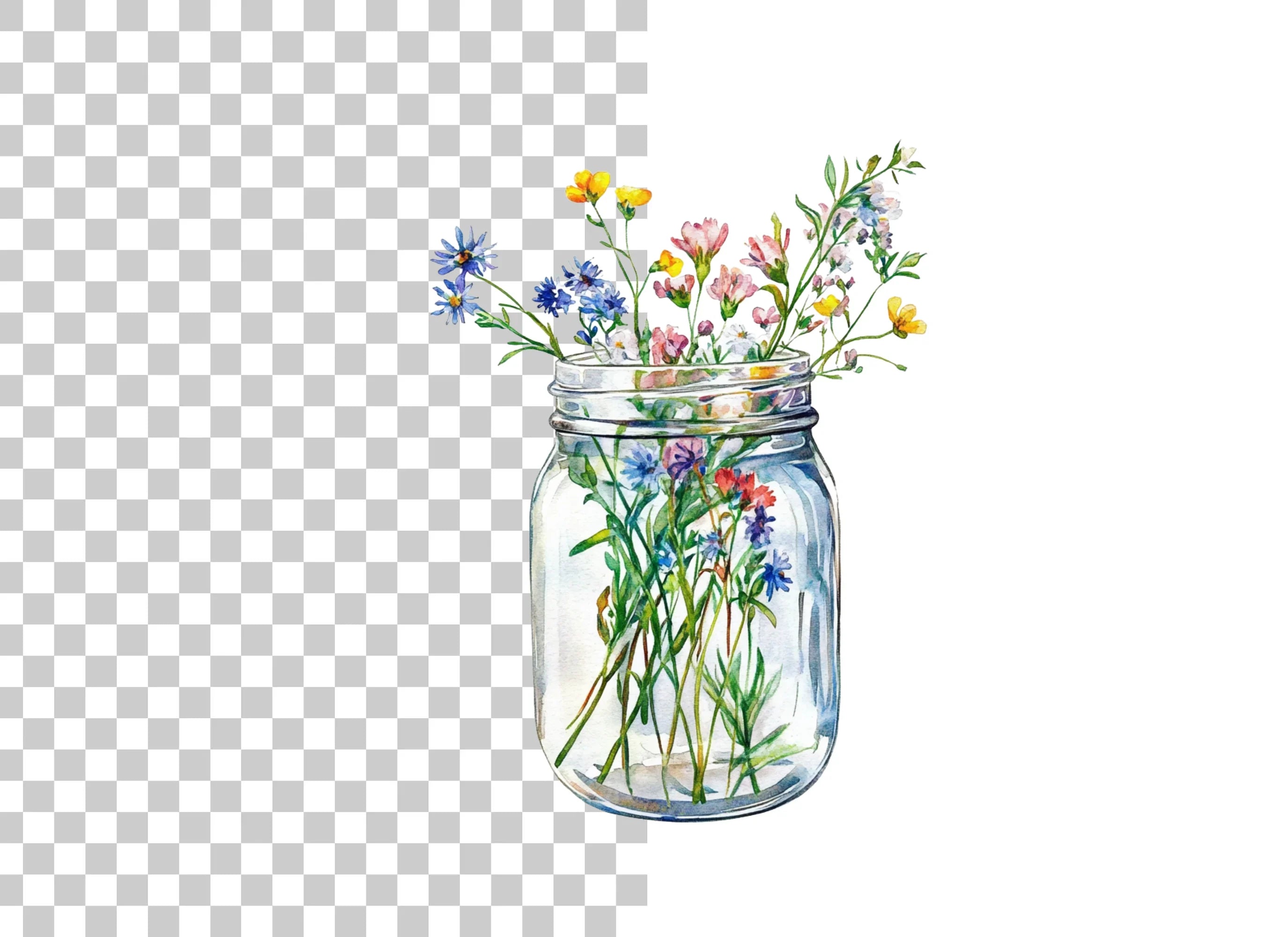 Wildflower Mason Jar Clipart Bundle