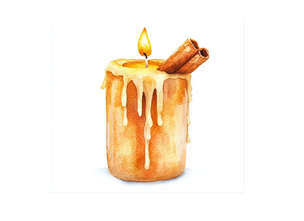 Melted Wax Candle Cinnamon Clipart Bundle