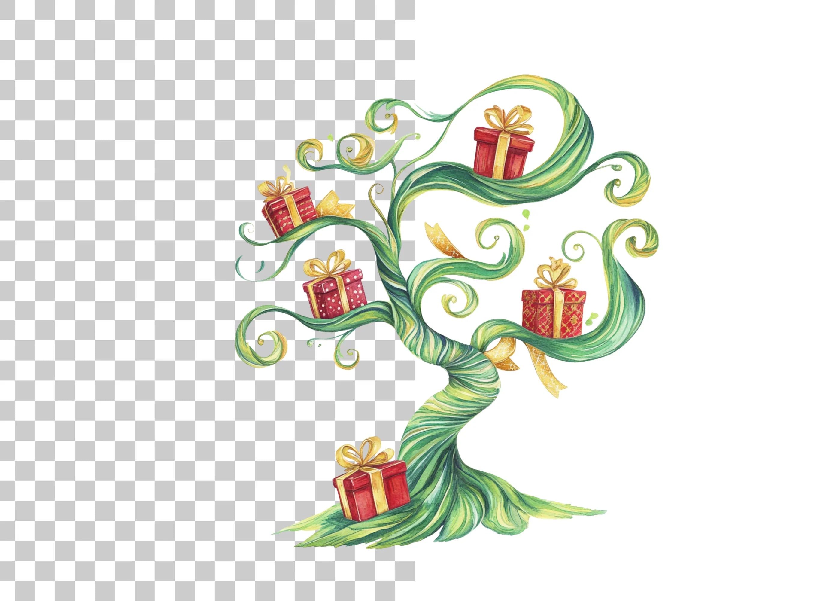 Whimsical Gift Trees Clipart Bundle