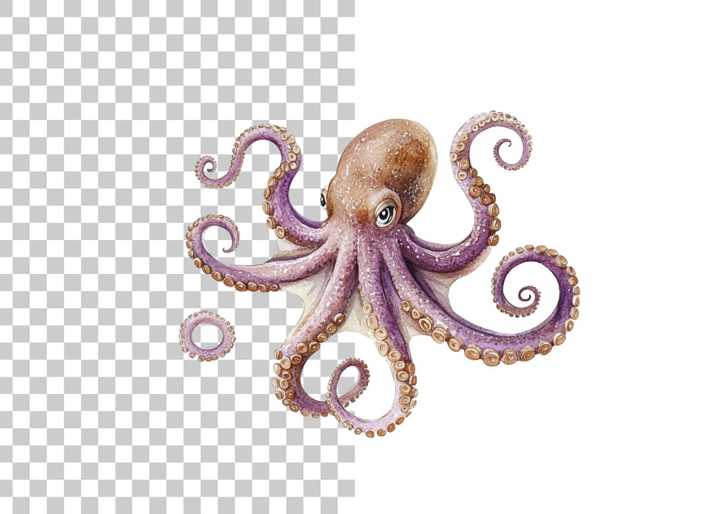 Purple Octopus Clipart Bundle