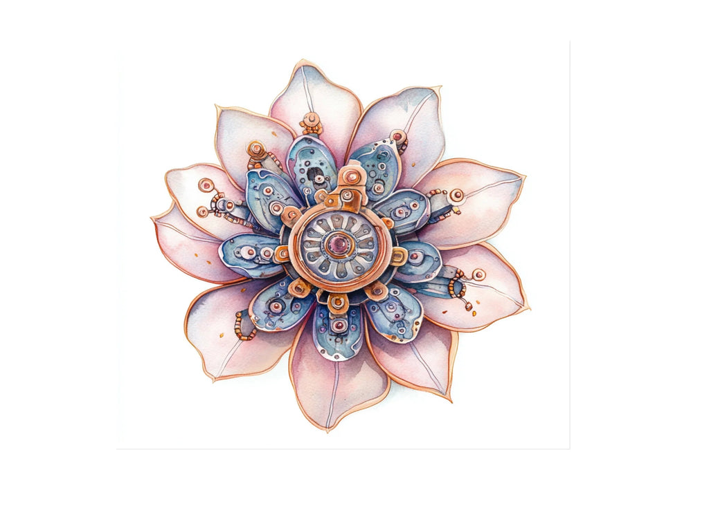 Intricate Steampunk Flower Designs Clipart Bundle
