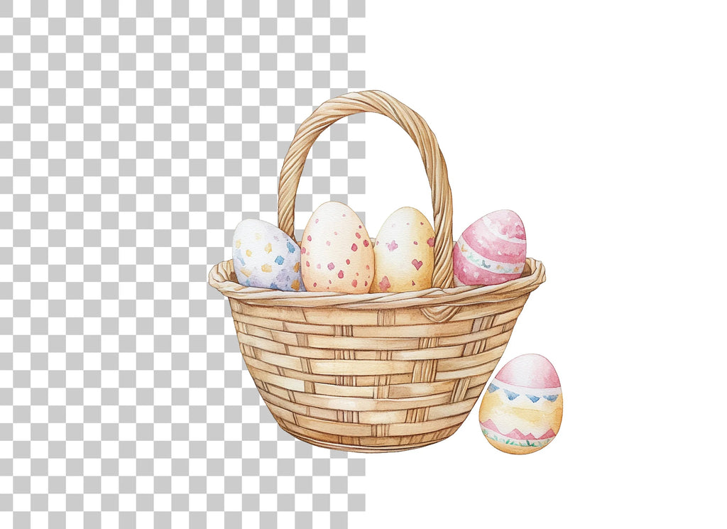 Easter Basket with Eggs Clipart Bundle