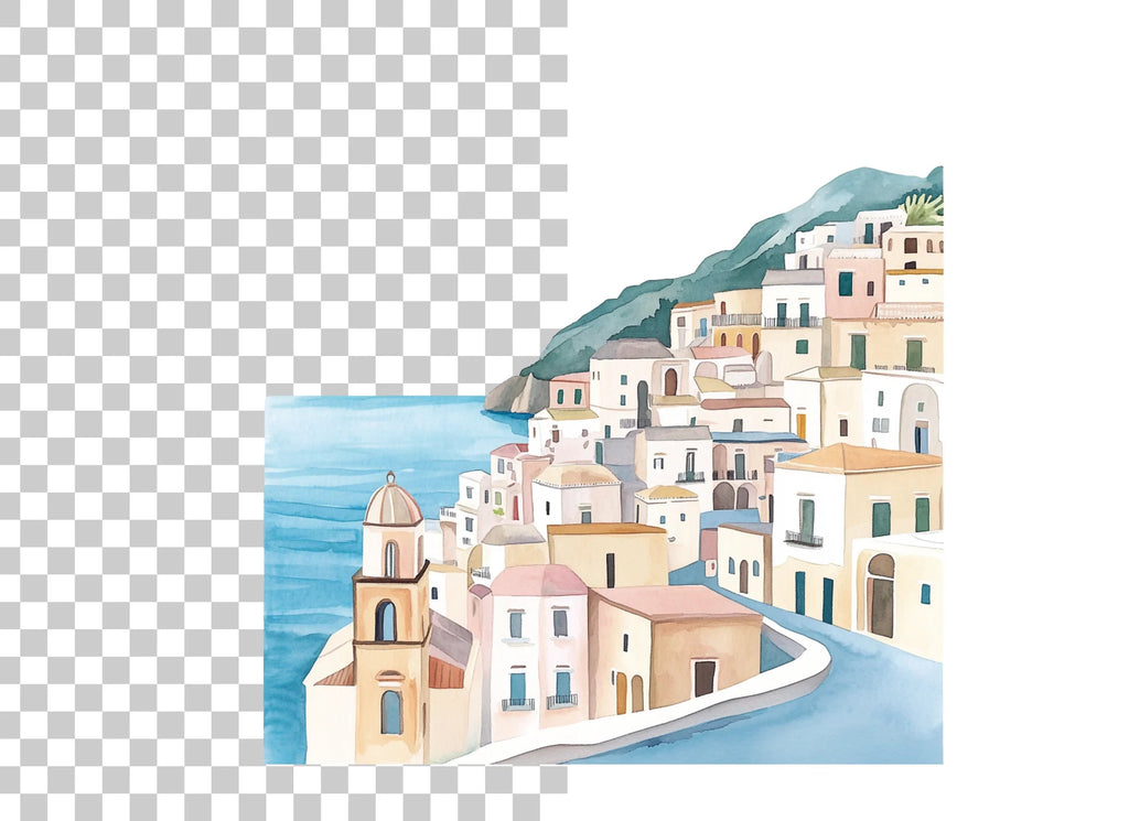 Amalfi Coast Towns Clipart Bundle