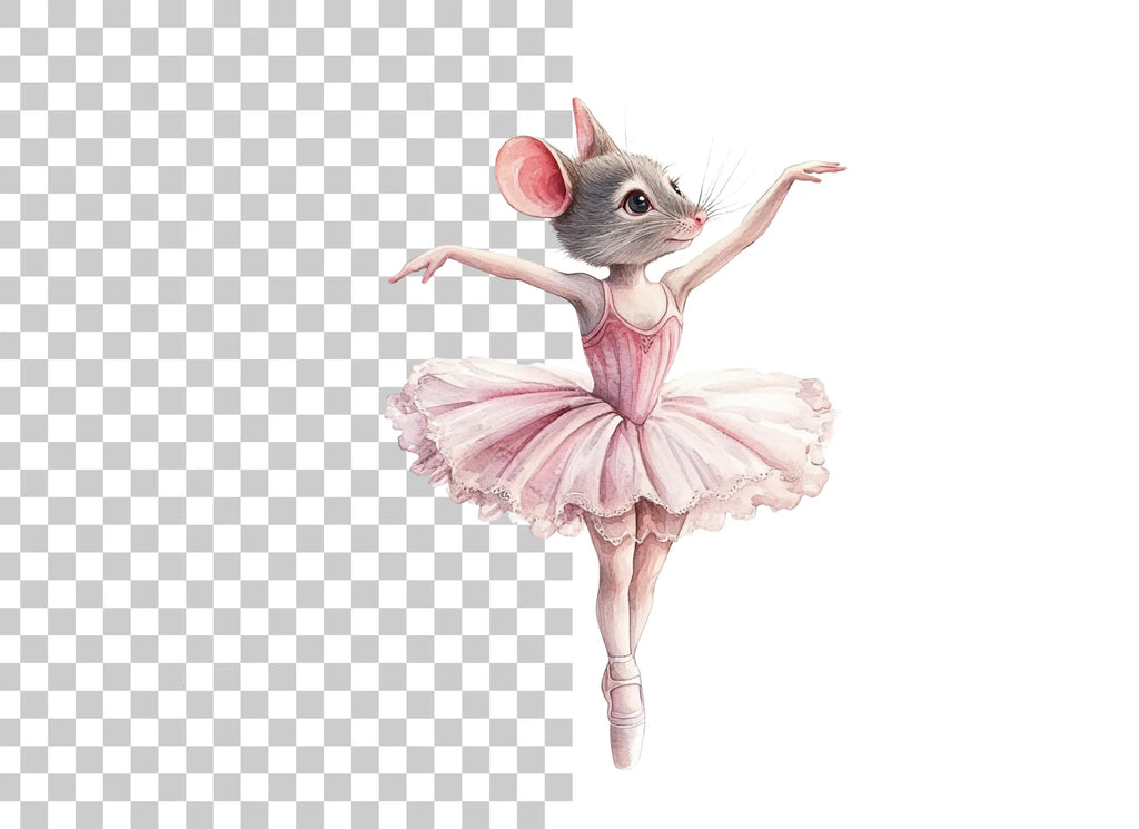 Cute Ballerina Mouse Clipart Bundle