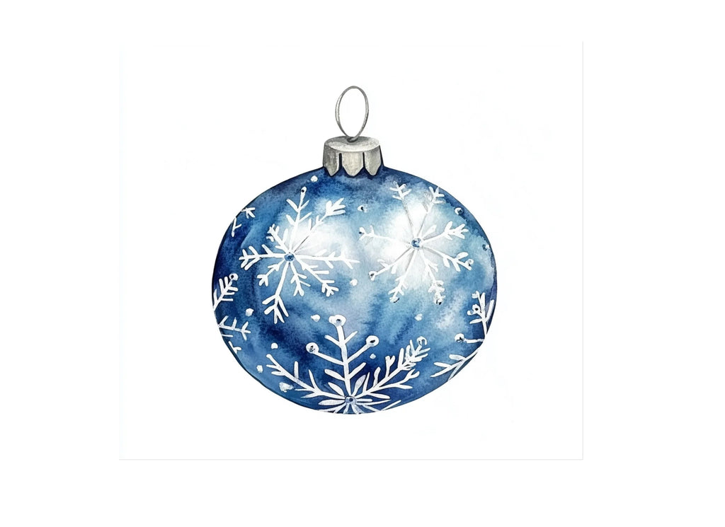 Blue Christmas Ornaments Clipart Bundle