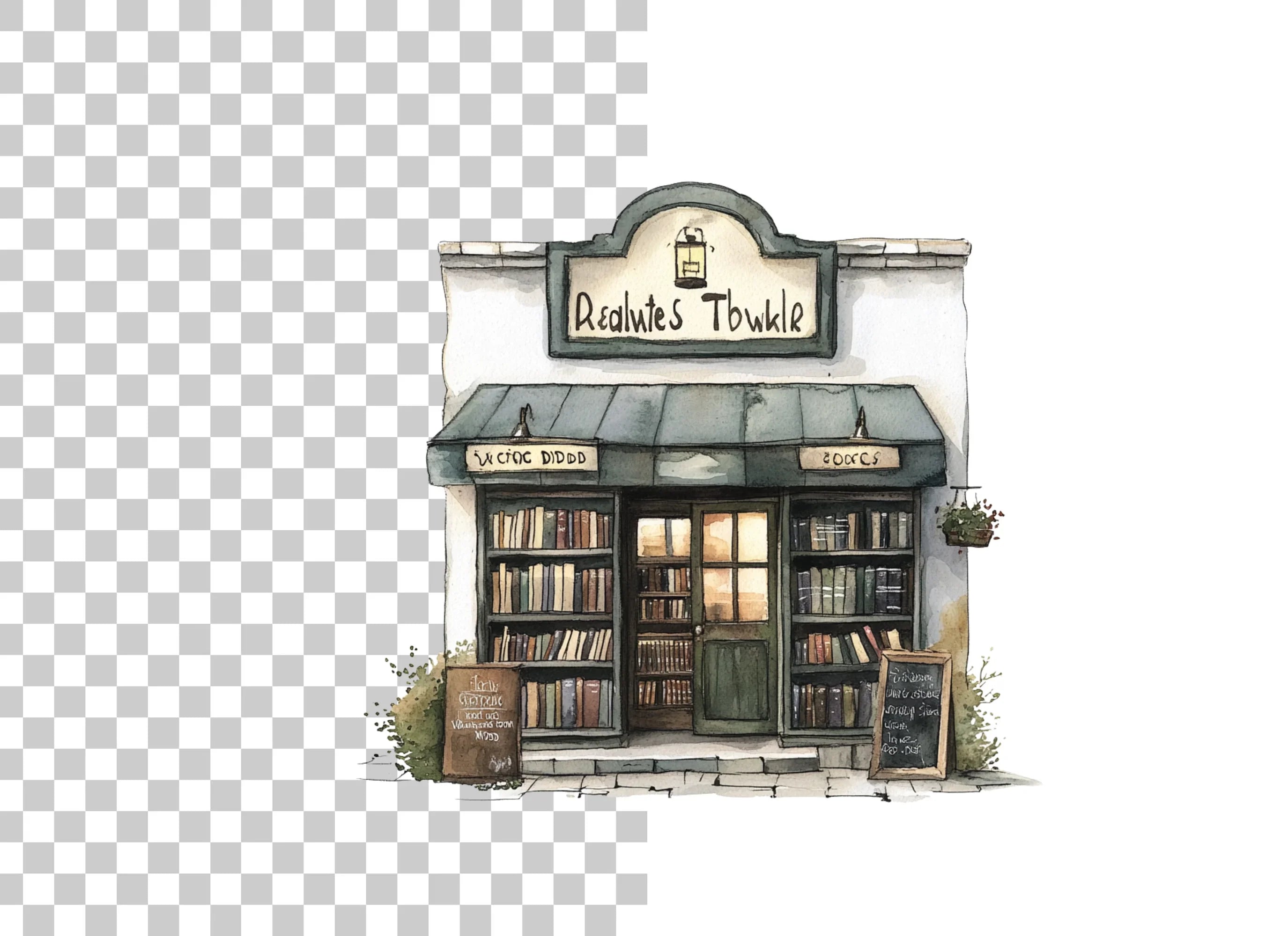 Vintage Bookshop Fronts Clipart Bundle