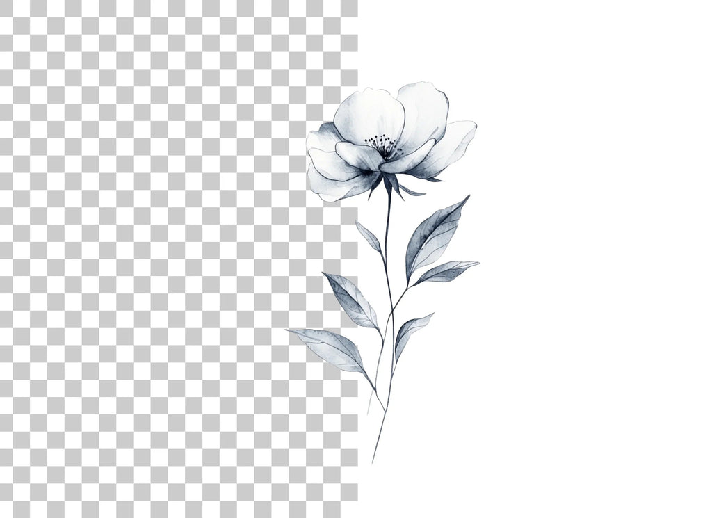 Elegant Black and White Flower Clipart Bundle