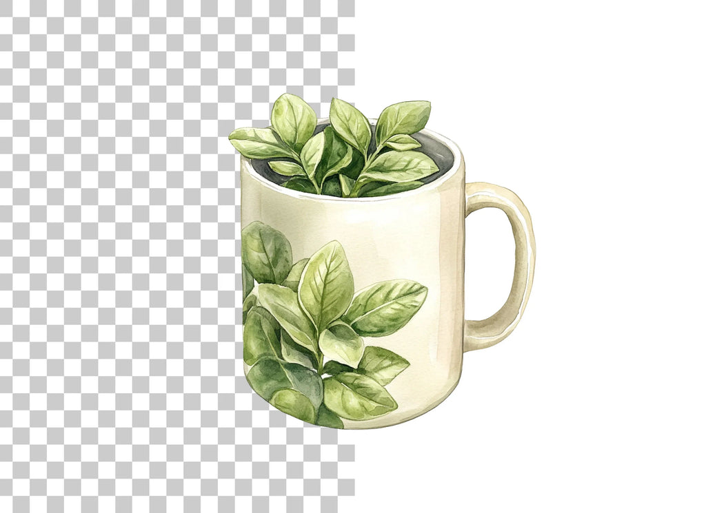 Potted Herb Mugs Clipart Bundle