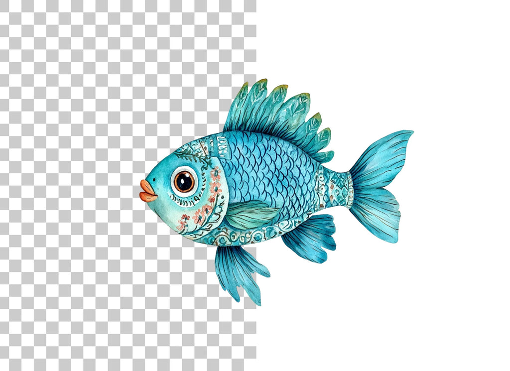 Blue Fish Clipart Bundle